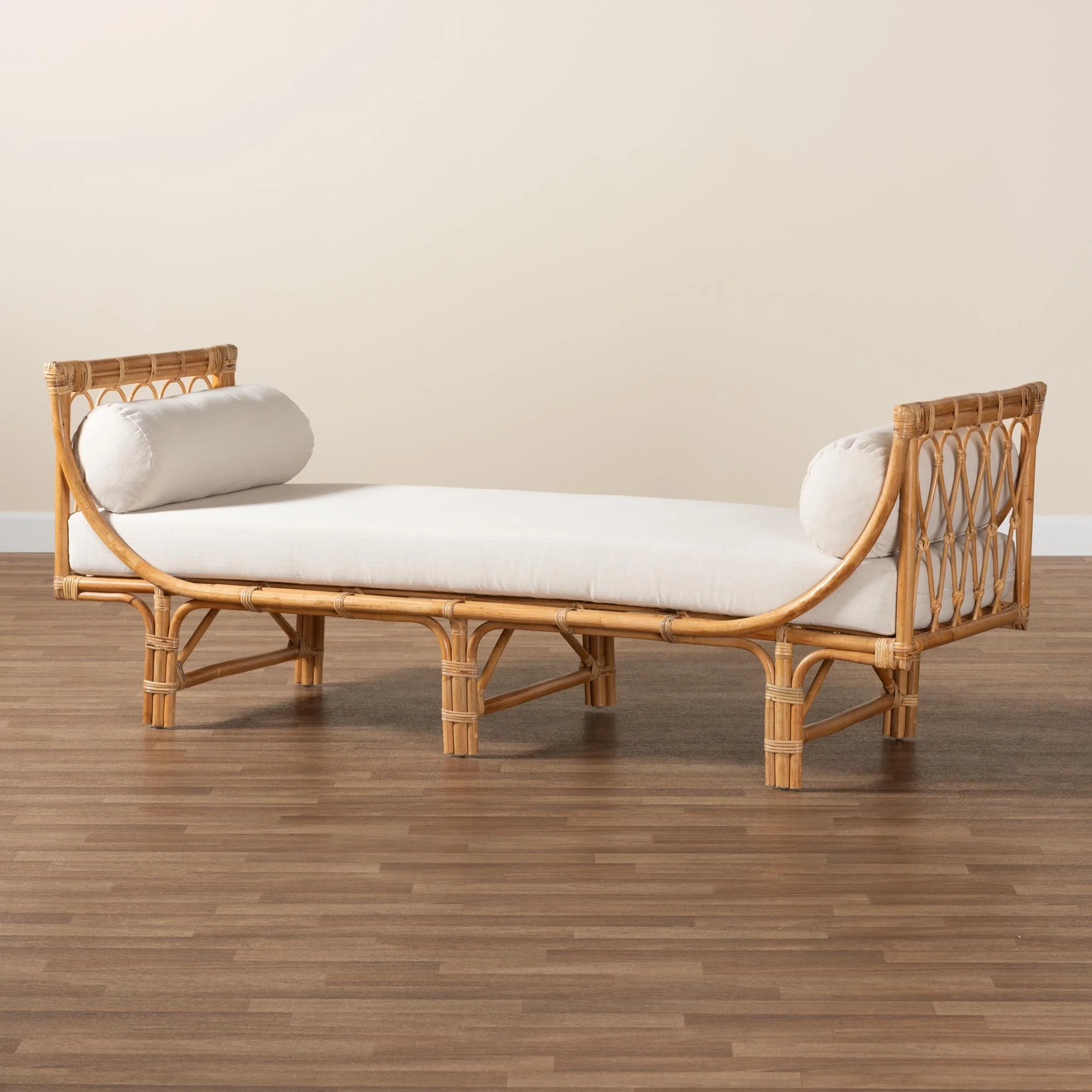 bali & pari Macias Modern Bohemian Natural Brown Rattan Daybed
