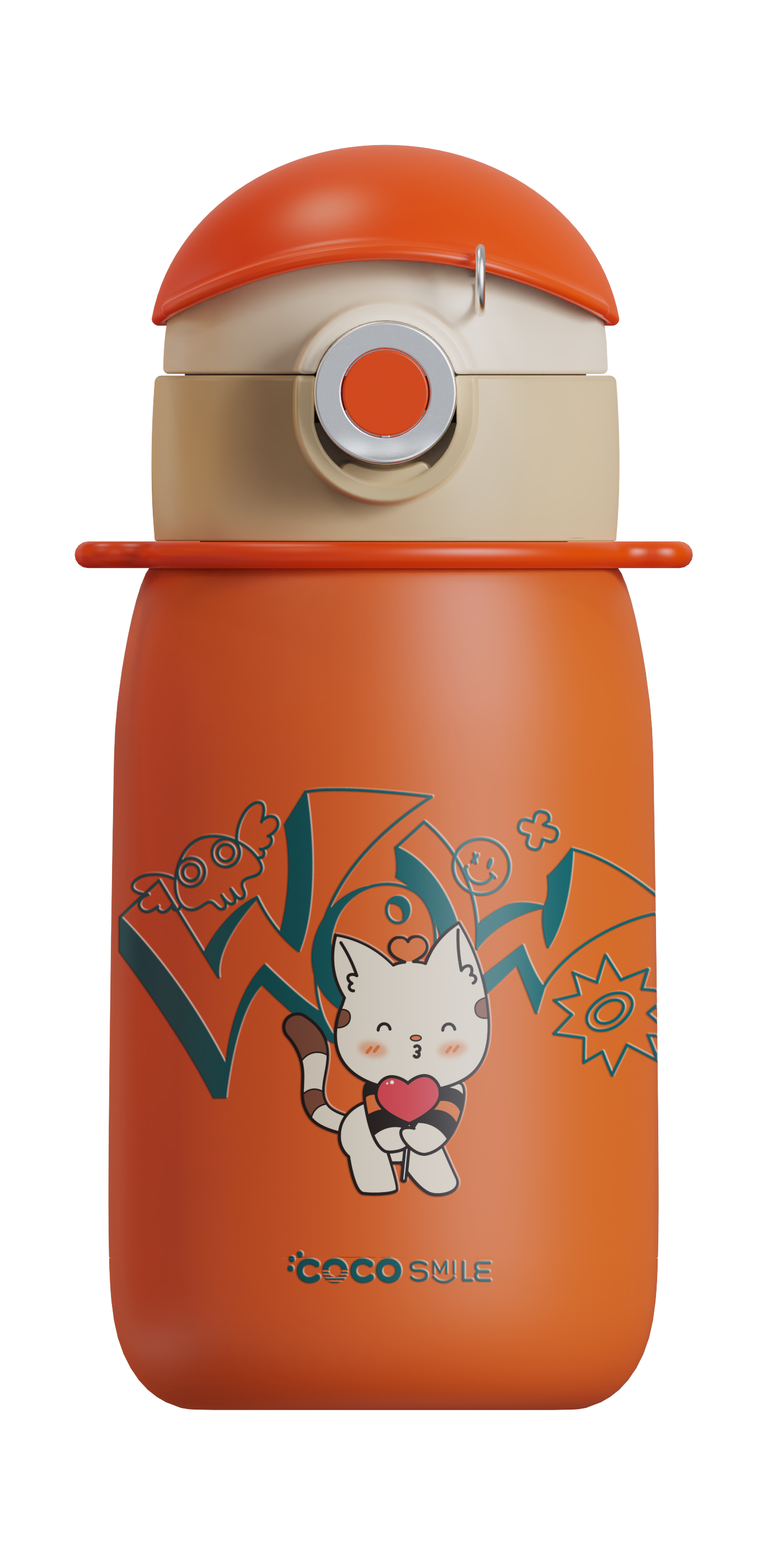 Coco Cap WOW Straw Thermos Cup (Orange)