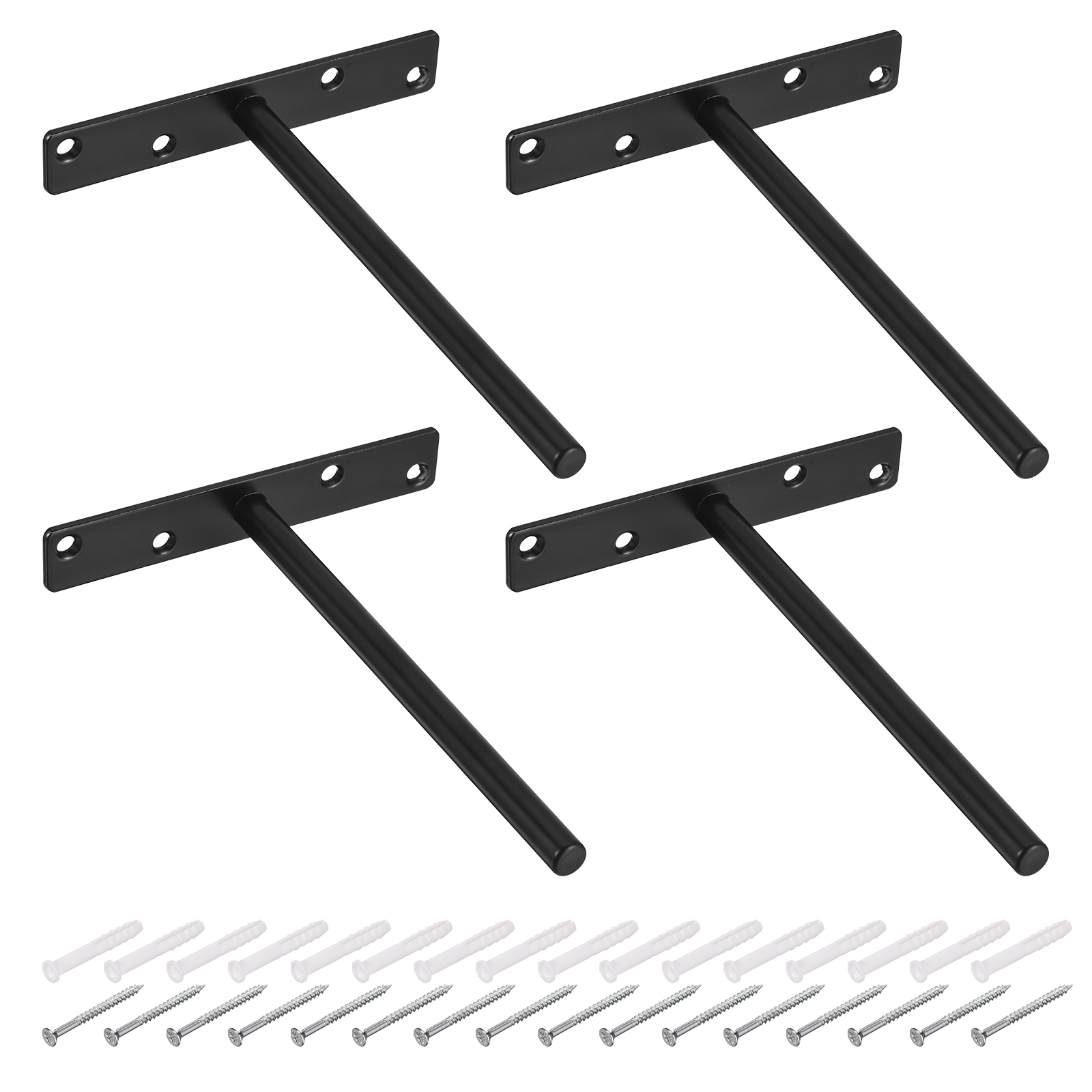 Uxcell 4Pack 8 Inch Wall Mounted Blind Floating Shelf Bracket Hidden Shelf Support Black