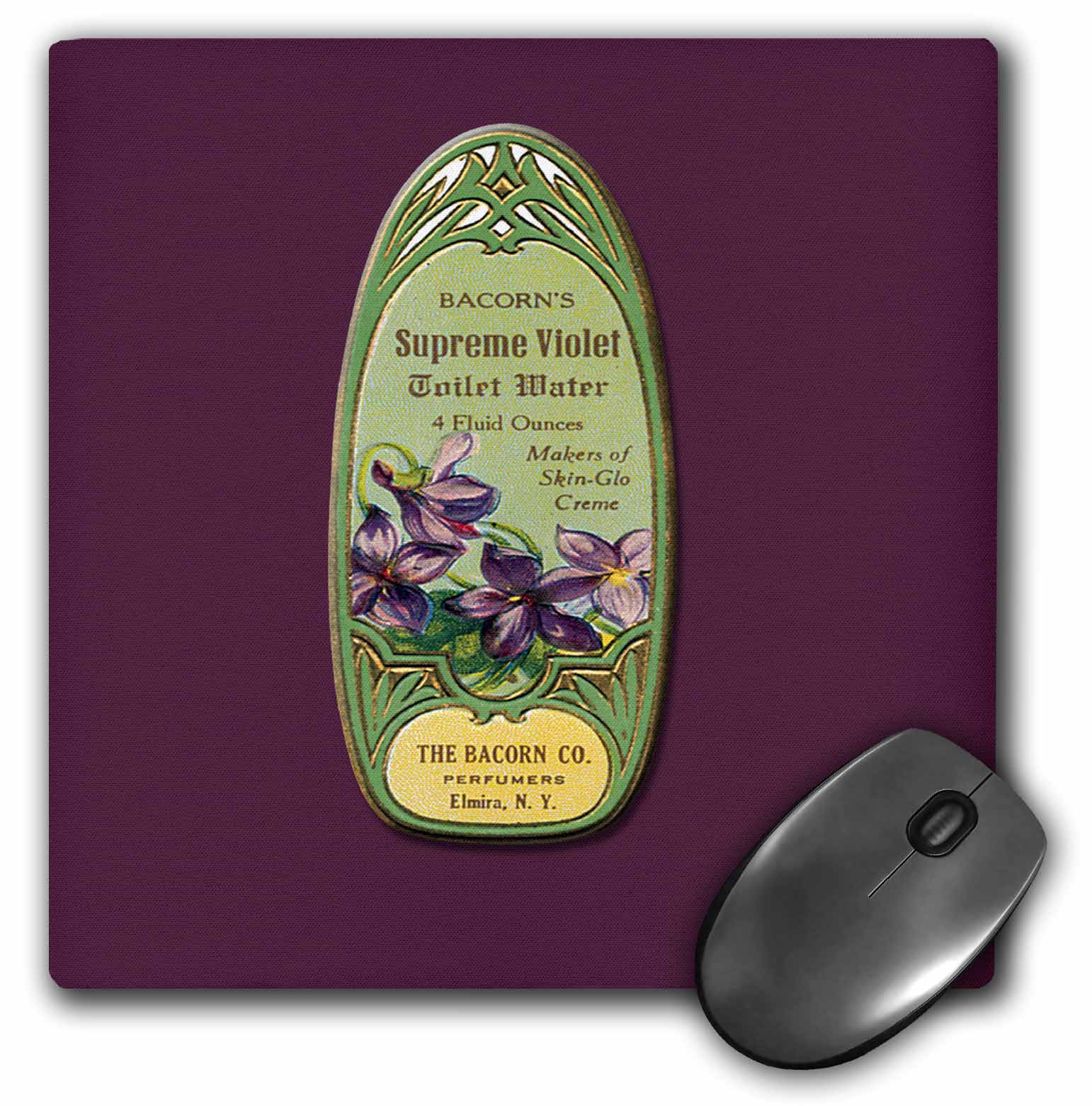 3dRose Bacorns Supreme Violet Toilet Water Perfume Bottle Label - Mouse Pad, 8 by 8-inch (mp_153643_1)