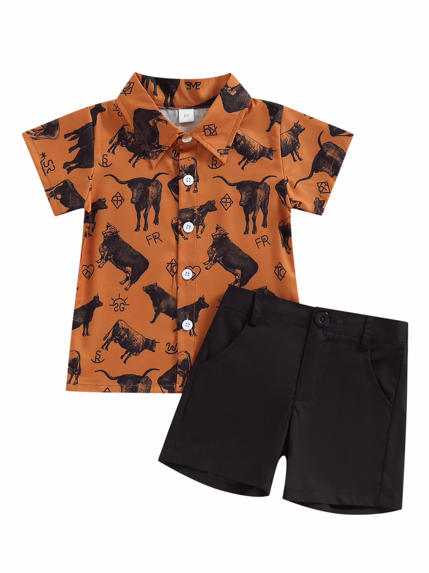 Genuiskids Baby Toddler Boy Summer Outfits 2T 3T 4T 5T Clothes Summer Kids Pattern Short Sleeve Button Down Shirt  Shorts Set 1-6T