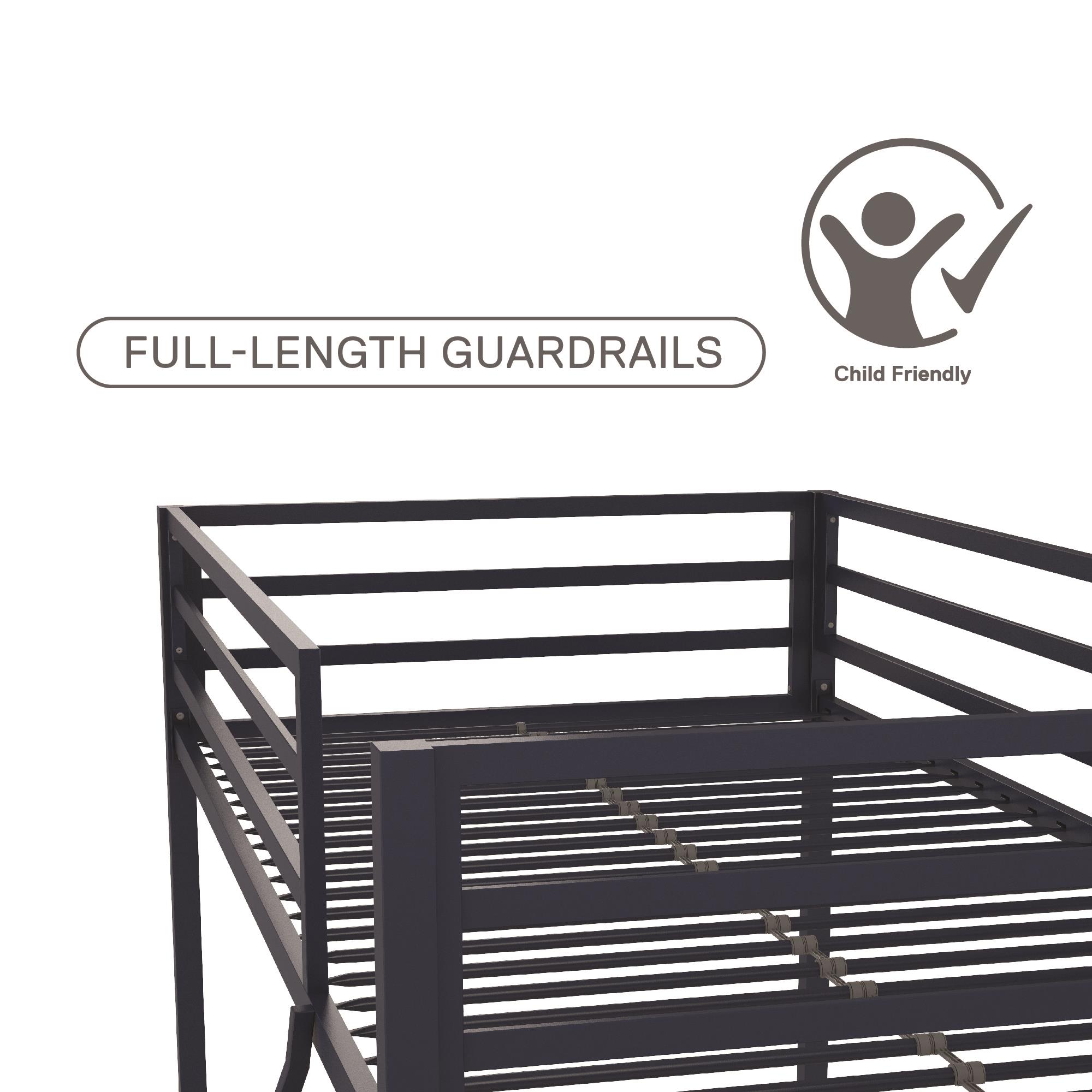 Novogratz Maxwell Twin-Over-Twin Metal Bunk Bed with Ladder and Guardrails, Easy Assembly, Navy Blue