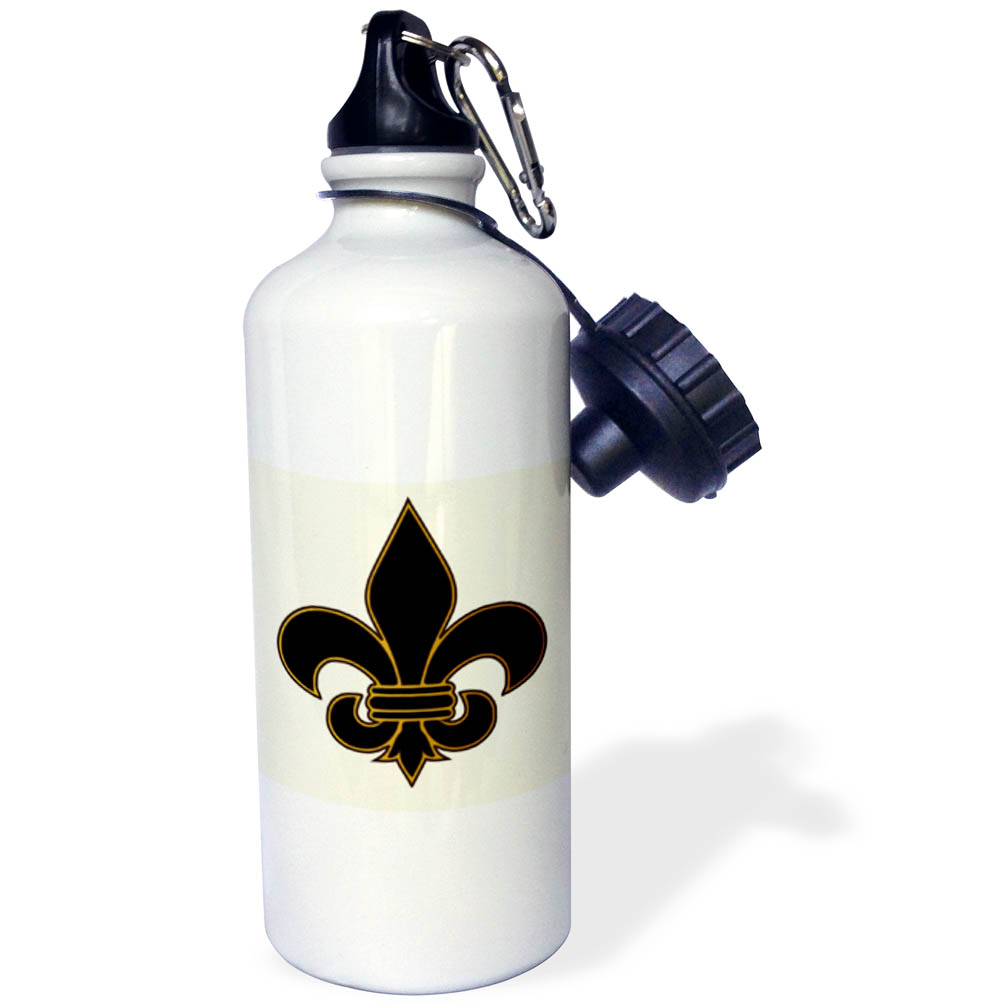Large Black and Gold Fleur de lis Christian Saints Symbol 21 oz Sports Water Bottle wb-22360-1