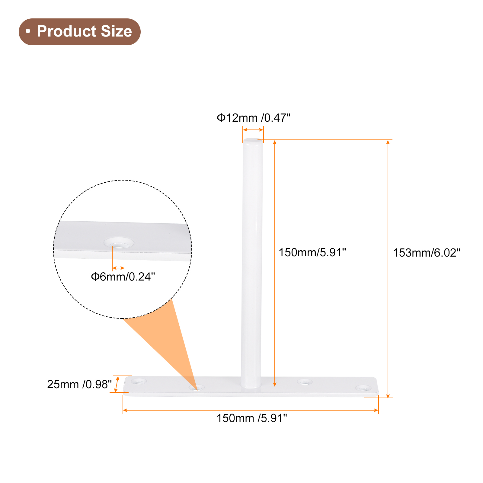 Uxcell 6Pack 6 Inch Wall Mounted Blind Floating Shelf Bracket Hidden Shelf Support White