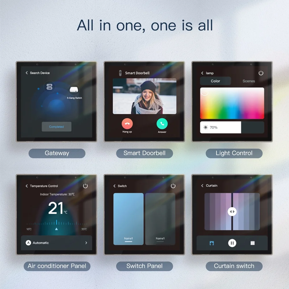 Wifi+ Intelligent Touched Screen Center Control Panel Voice Control Built-In Zigbeegateway Intelligent Center Control Panel 4In Screen Center Control Panel Compatible With Smart Life Moes