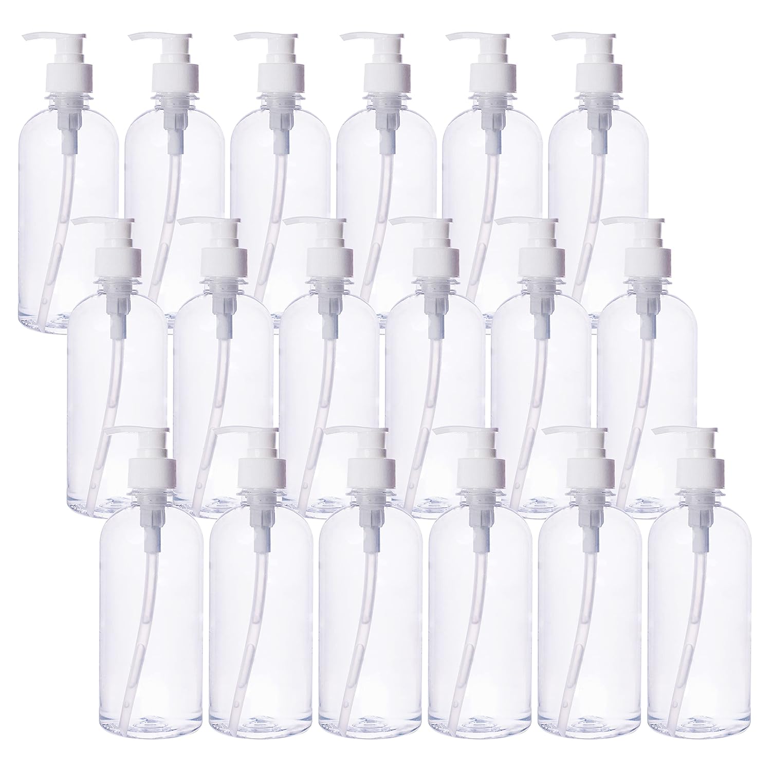 Plastic Bottles With Pump, , Leak Proof, Dispenser For Creams, Gel, Liquid, Oils, Refillable Thick And Sturdy BPA 12Oz (18 - Pack)