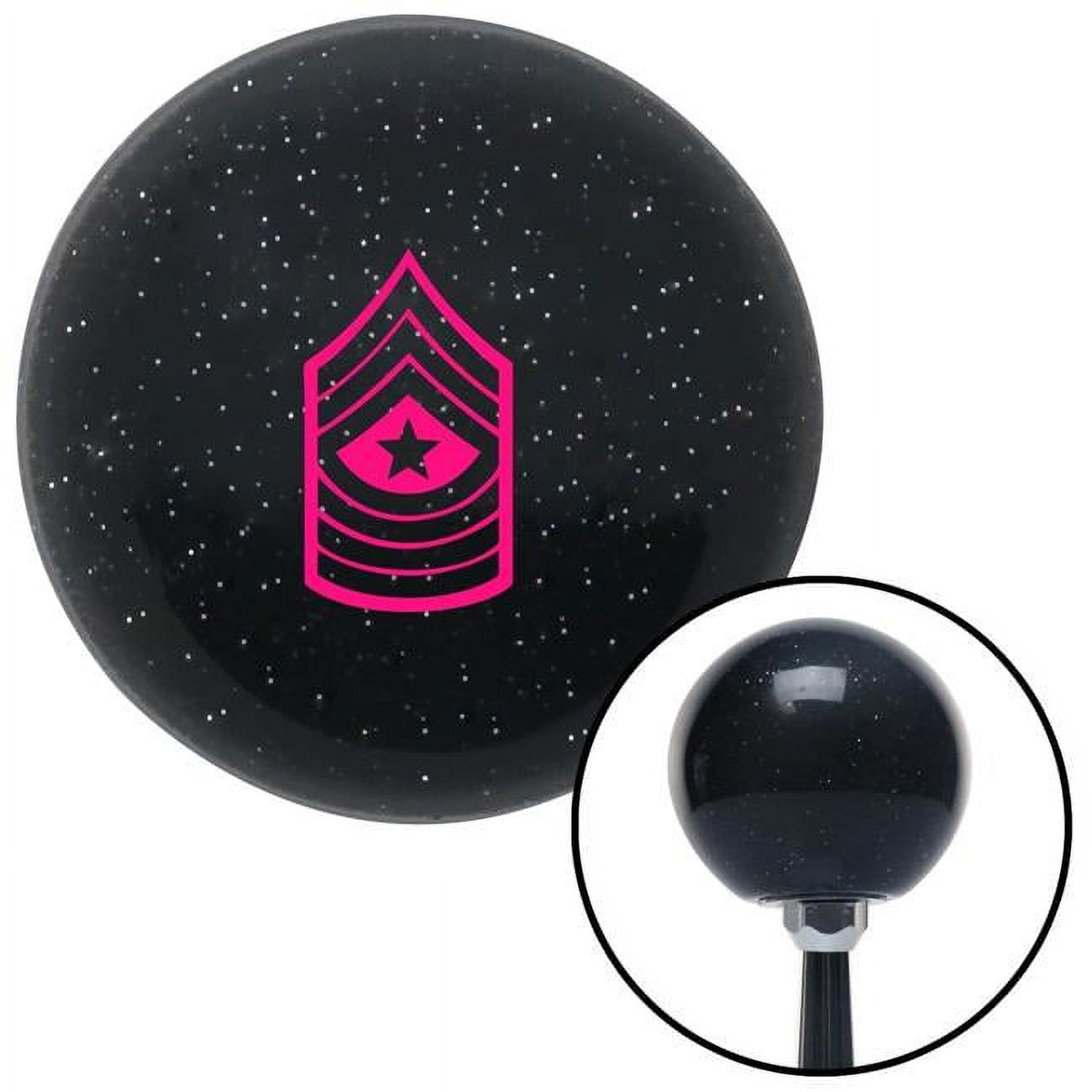 American Shifter  Pink 10 Sergeant Major Black Metal Flake Shift Knob with M16 x 1.5 Insert Shifter Brody