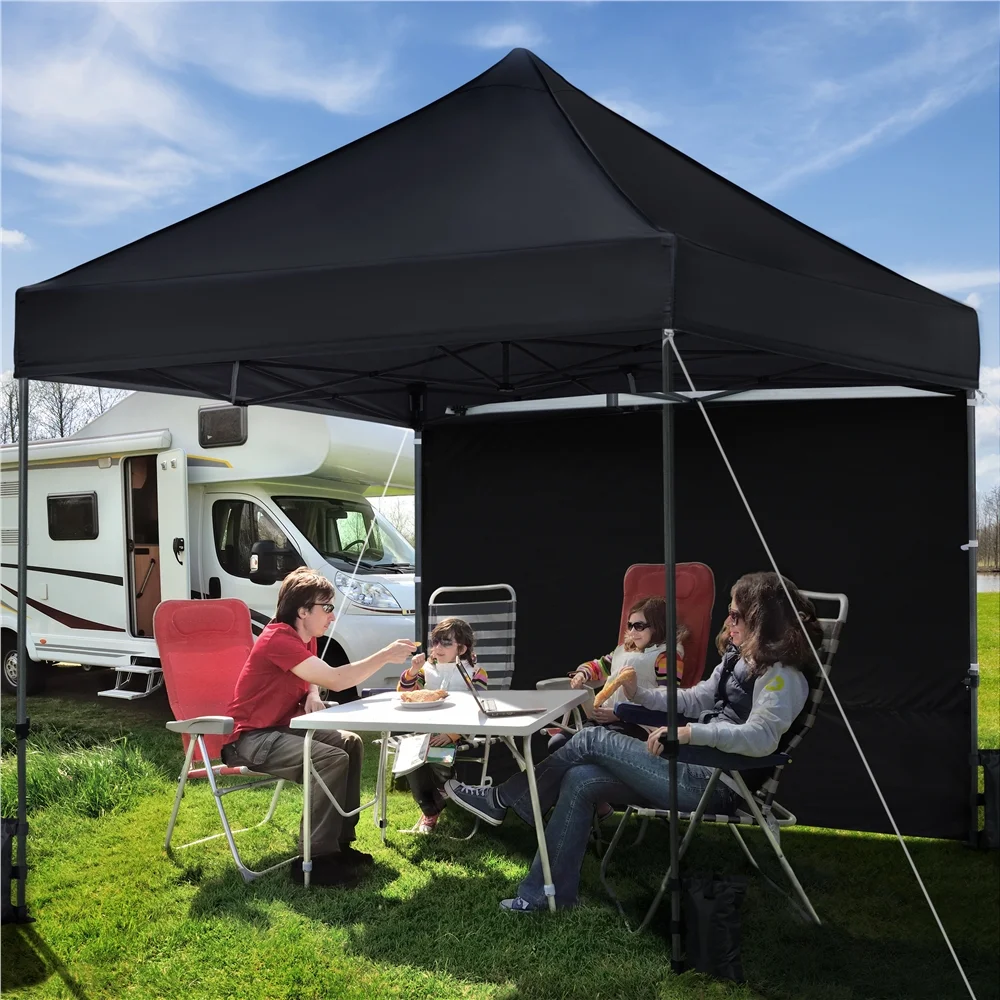 Topeakmart 10' x 10' Outdoor Canopy Tent with 4 Removable Sidewalls and Wheeled Carrying Bag for Camping Wedding Parties, Black