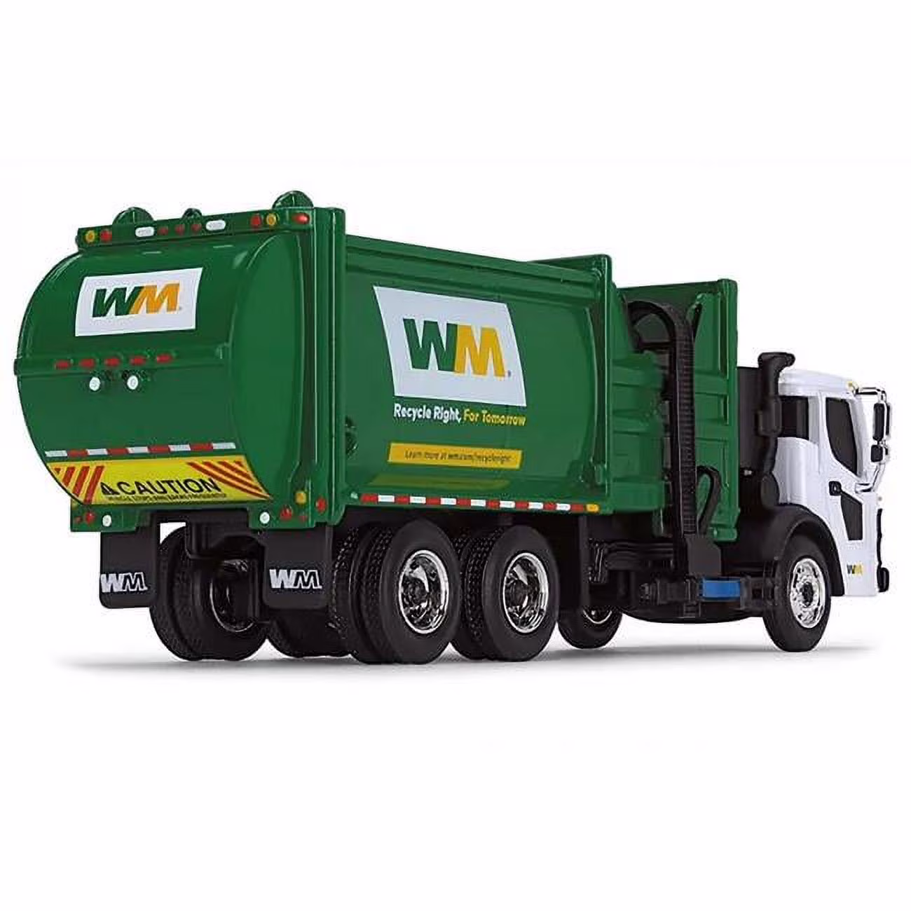 Mack LR Refuse Garbage Truck with McNeilus ZR Side Loader Waste Management 1-87 HO Diecast Model, White & Green