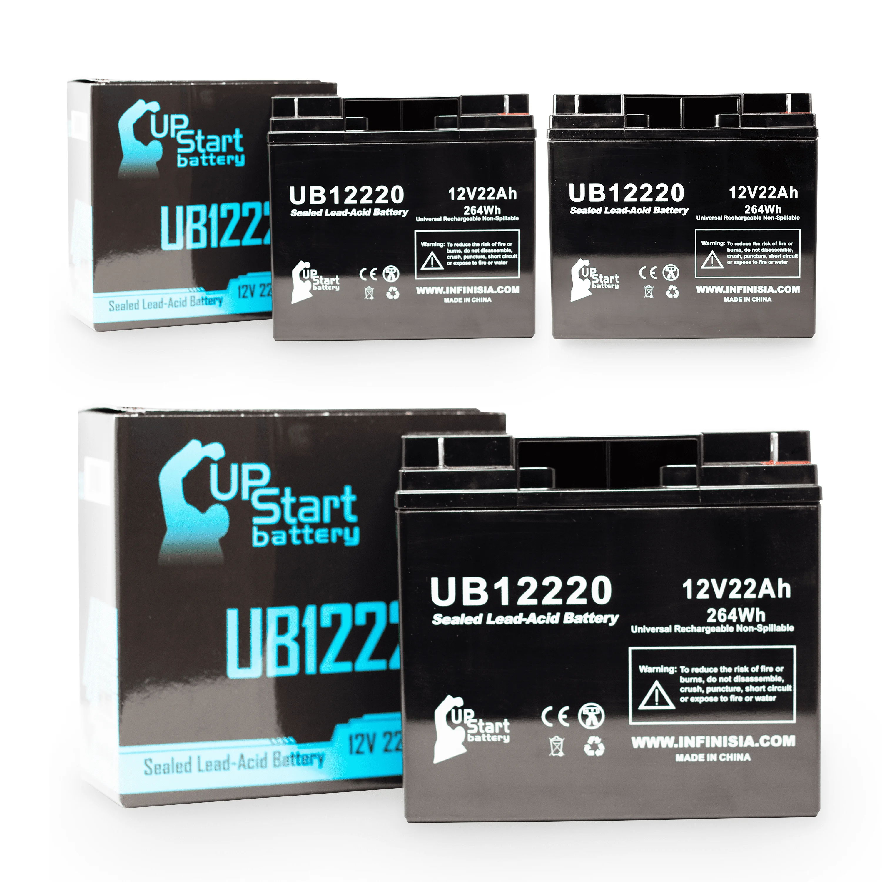 3x Pack - Compatible YUASA NP1712 Battery - Replacement UB12220 Universal Sealed Lead Acid Battery (12V, 22Ah, 22000mAh, T4 Terminal, AGM, SLA)