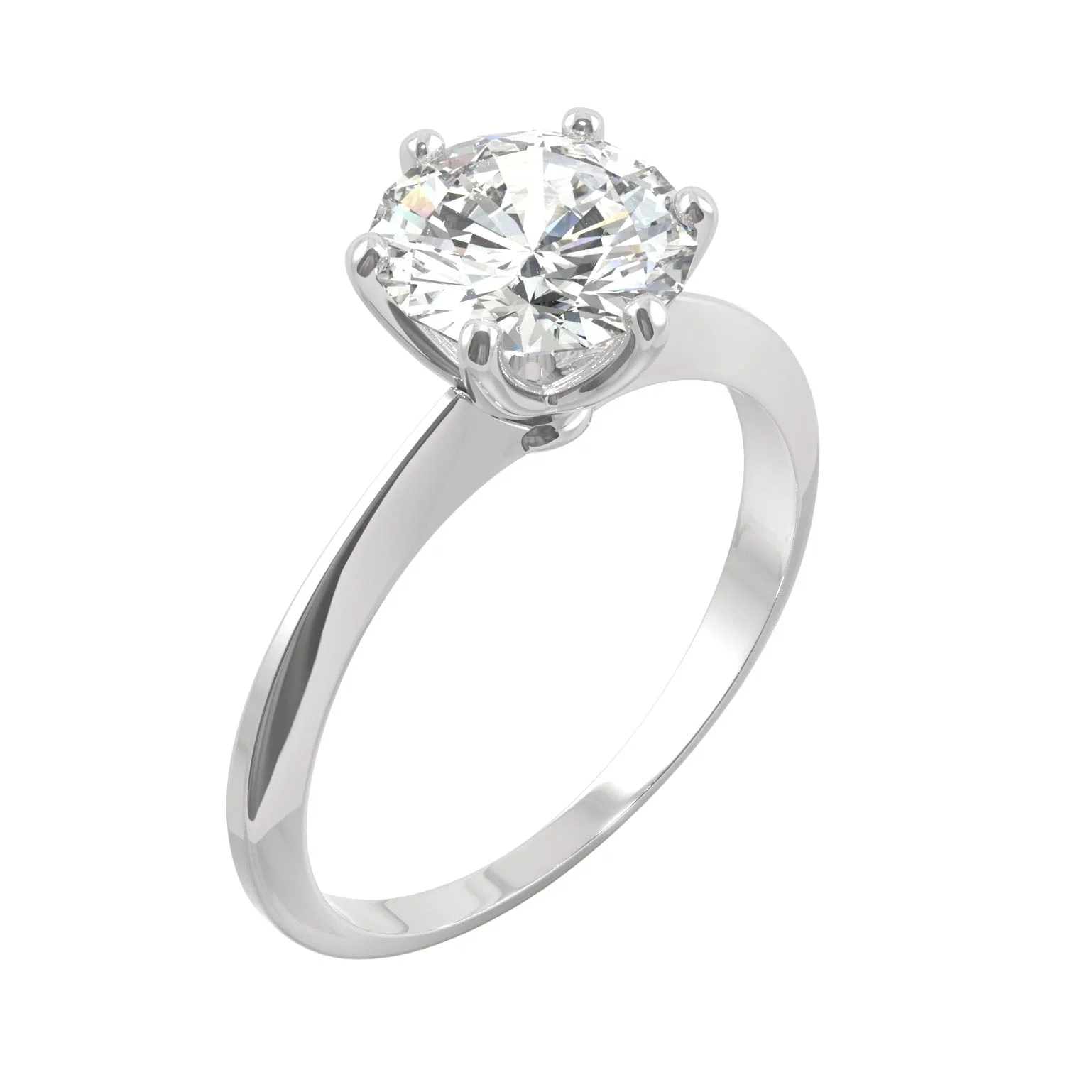 Charles & Colvard White Gold Moissanite 8mm Round Solitaire Engagement Ring-Size 9, 1.90ct DEW