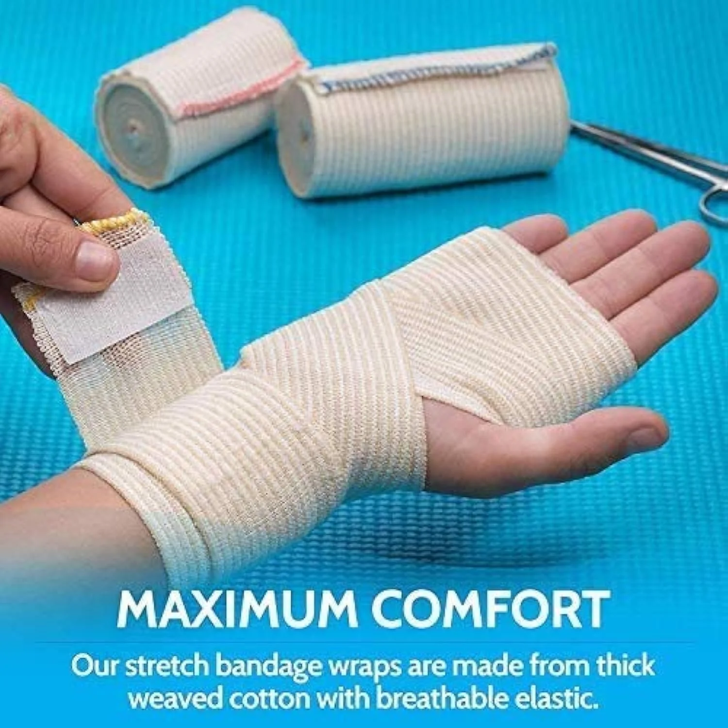 MEDca Premium Elastic Bandage Wrap - Compression Rolls with Hook, Loop Closure - 12 Count (Pack of 1)