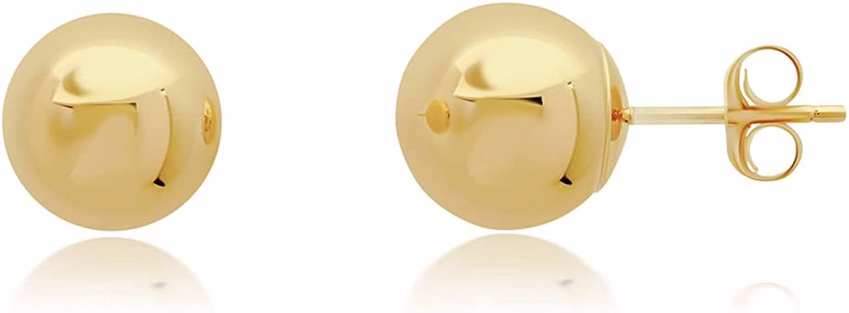 Yellow Small Gold Ball Earrings for Women 14k Real Gold | 14k Gold Stud Earrings for Women Men | 5MM Real Gold Post Earrings | Full Button Earrings by MAX + STONE