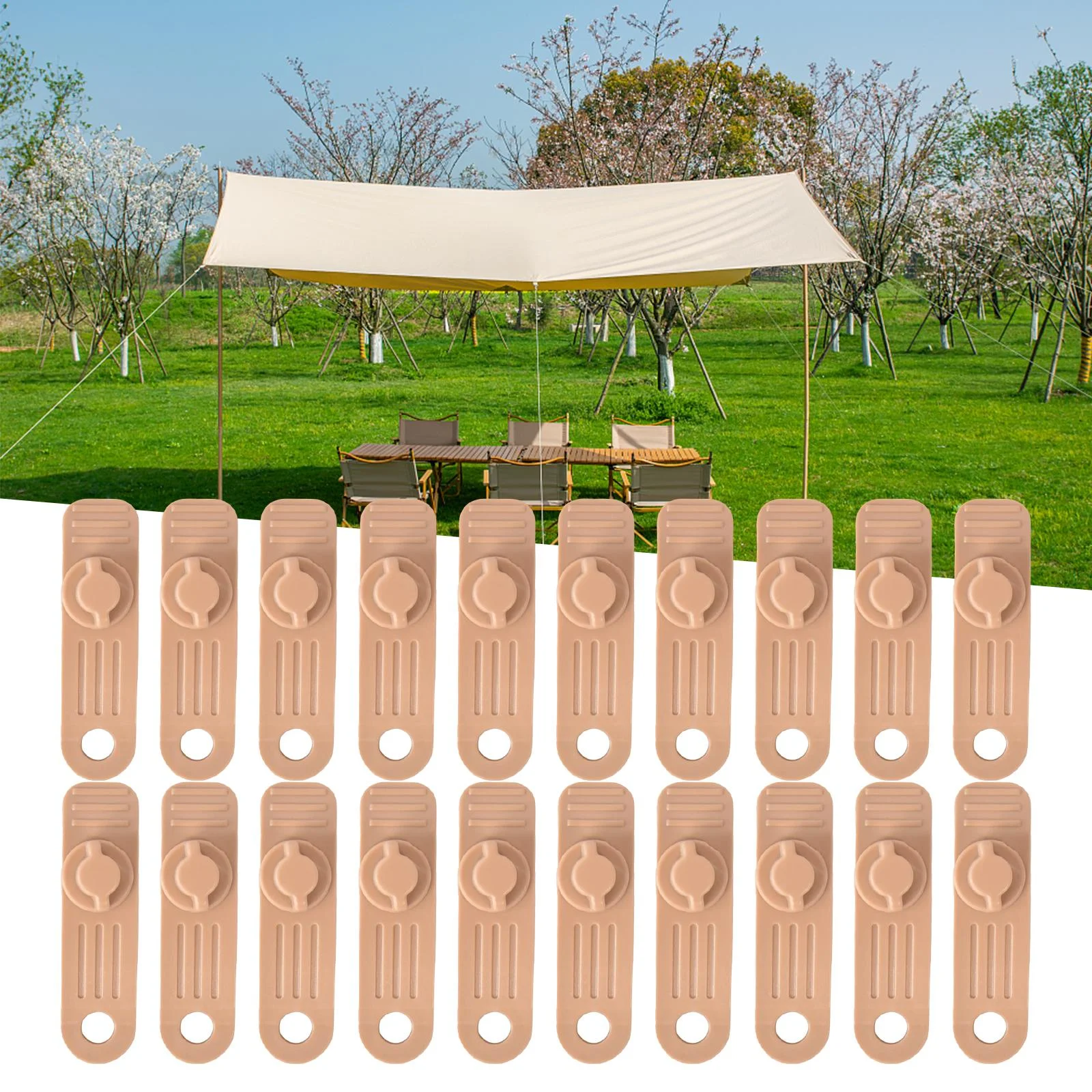 Tarp Clips Tent Clip Multipurpose Adjustable Windproof Reusable Awning Clamps Lock Grip for Awnings Hiking Car Covers Swimming Pool Covers Khaki 20pcs