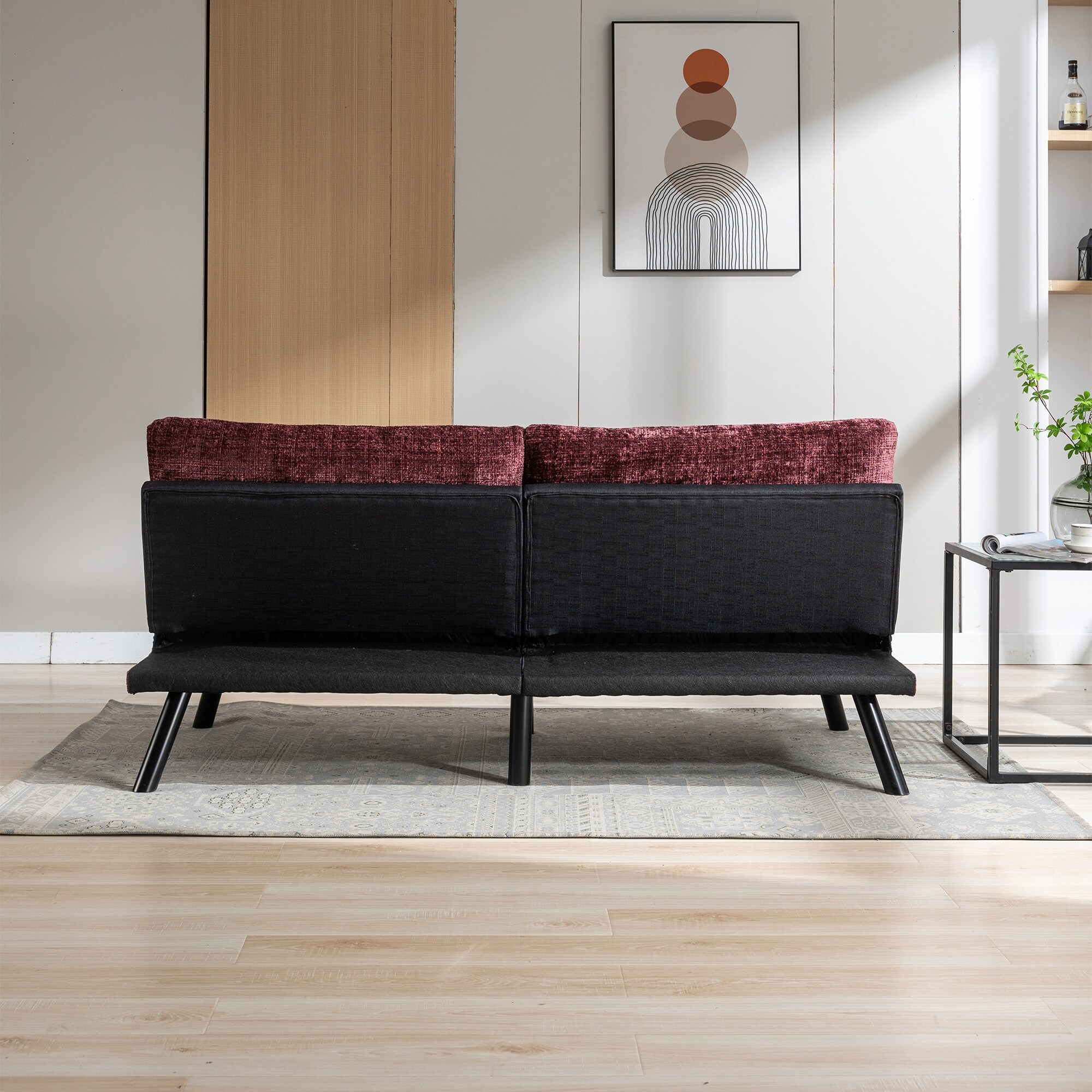 Convertible Sofa Bed Loveseat Futon bed WINE RED