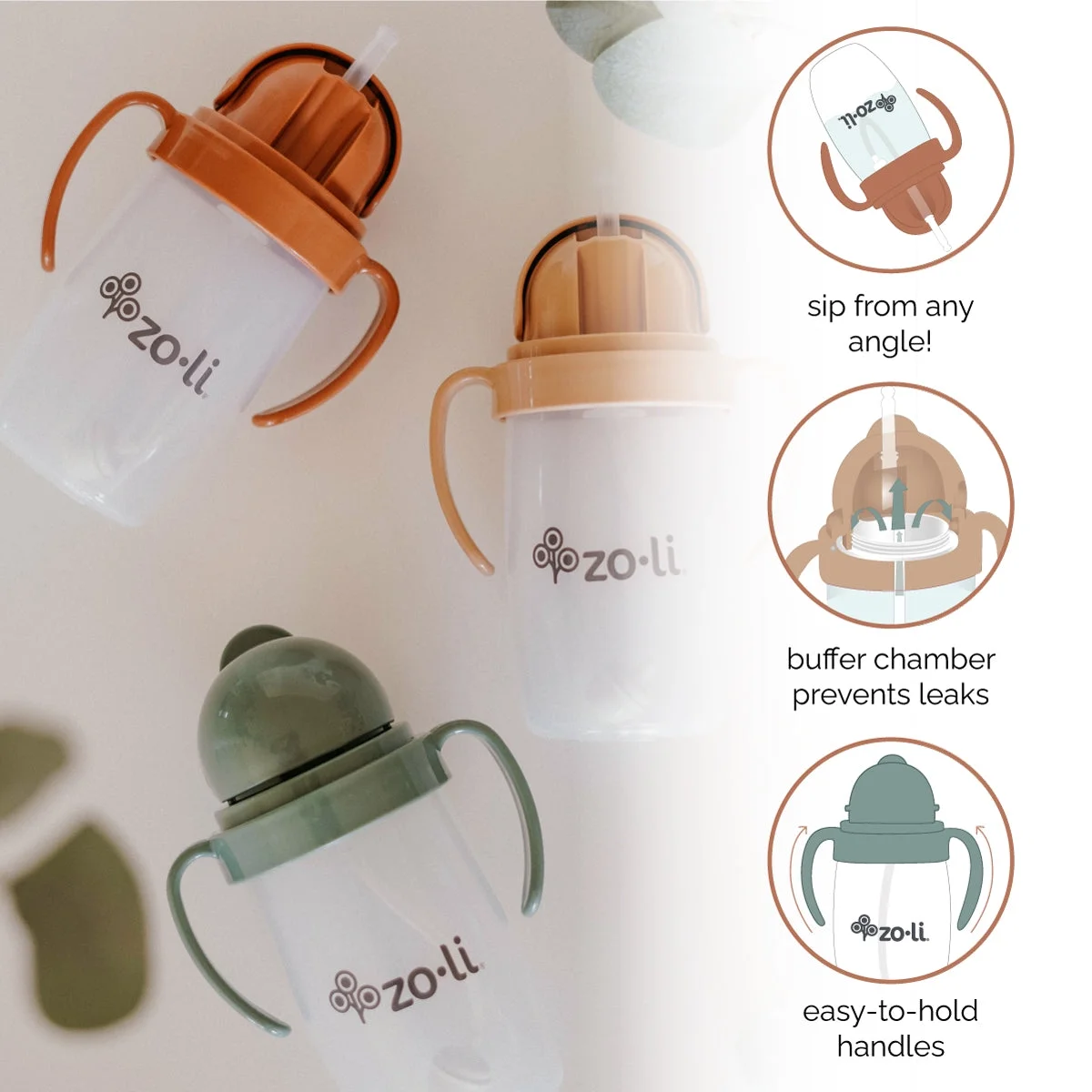 Any angle straw sippy cup | ZoLi BOT 2.0 weighted straw sippy spruce green, most loved training sippy cup, toddler transition straw cup, sippy cup with handles, baby shower gift