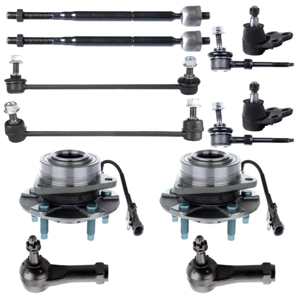 For 05-06 Equinox 06 Torrent 02-07 Vue 12pc Front Wheel Bearings & Hub+TieRods