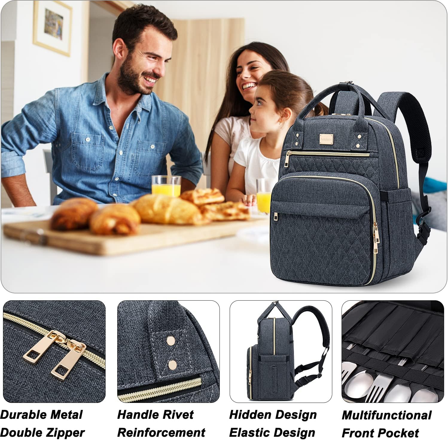 Artelaris Lunch Backpack for Women, Stylish Insulated Backpack for Women, Waterproof Travel Backpack Lunch Bag, Women's Cooler Backpack, Lunchbox Backpack for Teacher Nurse Work Picnic Book Bag