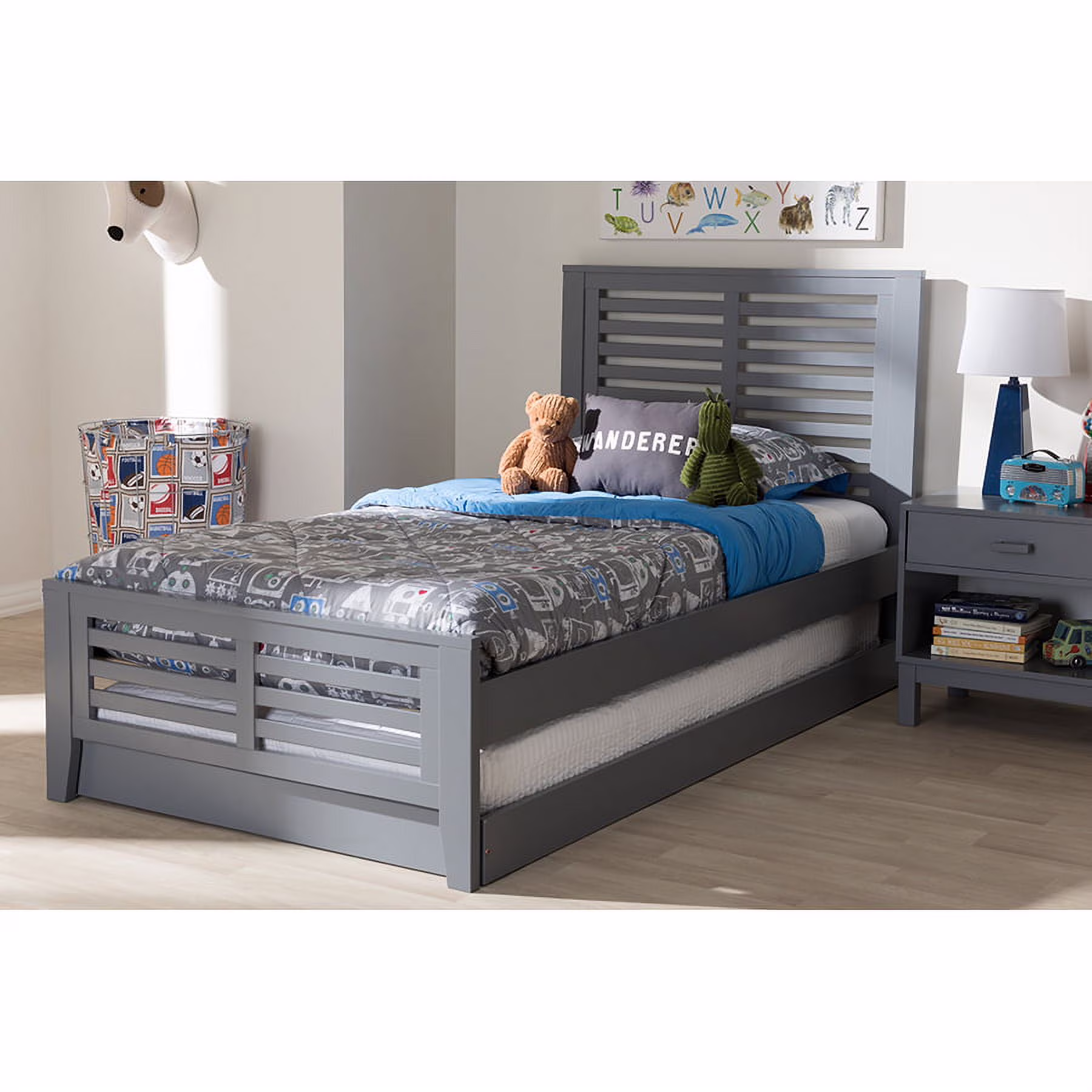 Baxton Studio Sedona Modern Classic Mission Style Brown-Finished Wood Twin Platform Bed with Trundle
