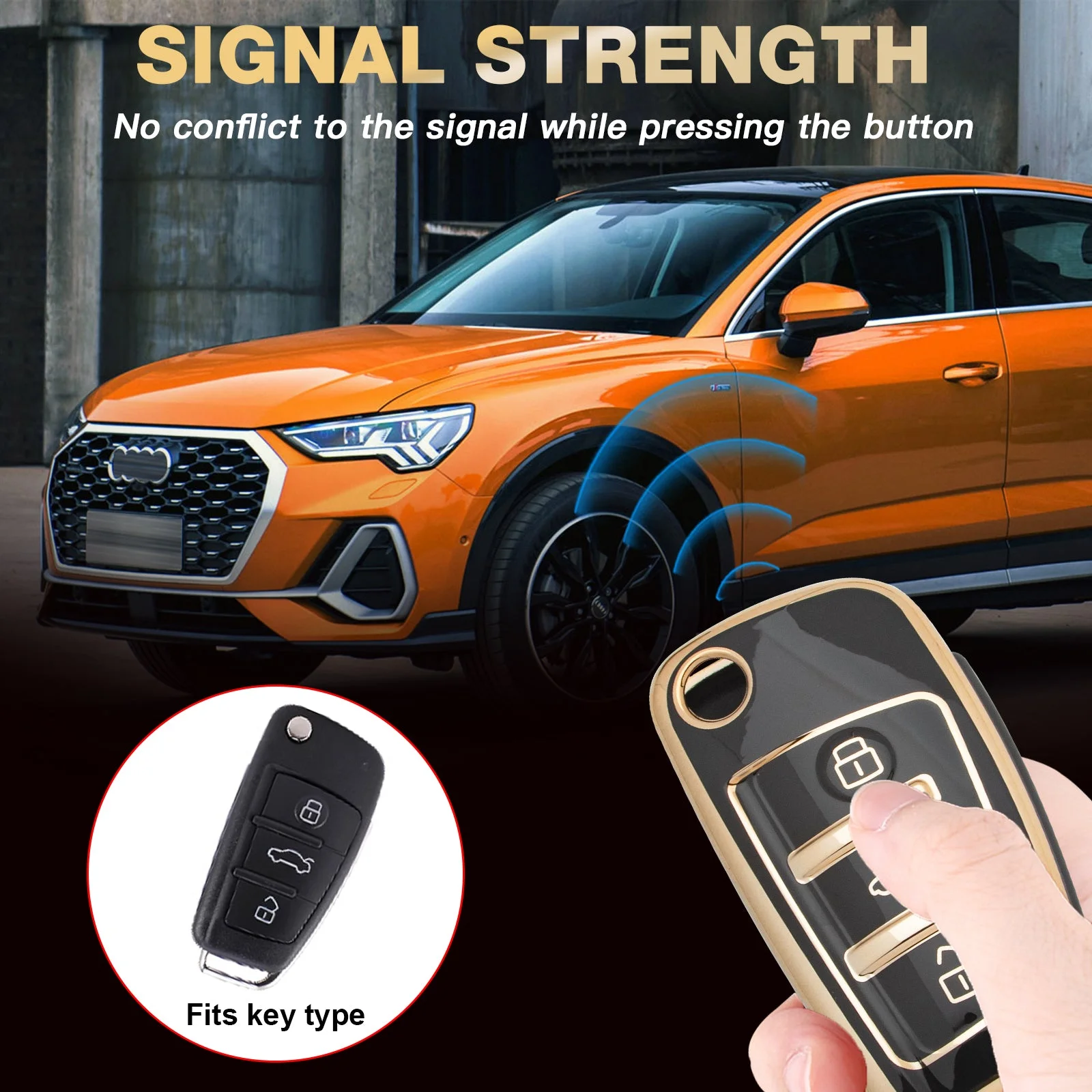 Xotic Tech 2Pcs Black Soft TPU 3-Button Full Protection Smart Remote Control Key Fob Cover Shell Case Holder Compatible with Audi A3 A1 A3 A6 Q2 Q3 Q7 TT TTS R8 S3 S6 RS3 A6L etc.