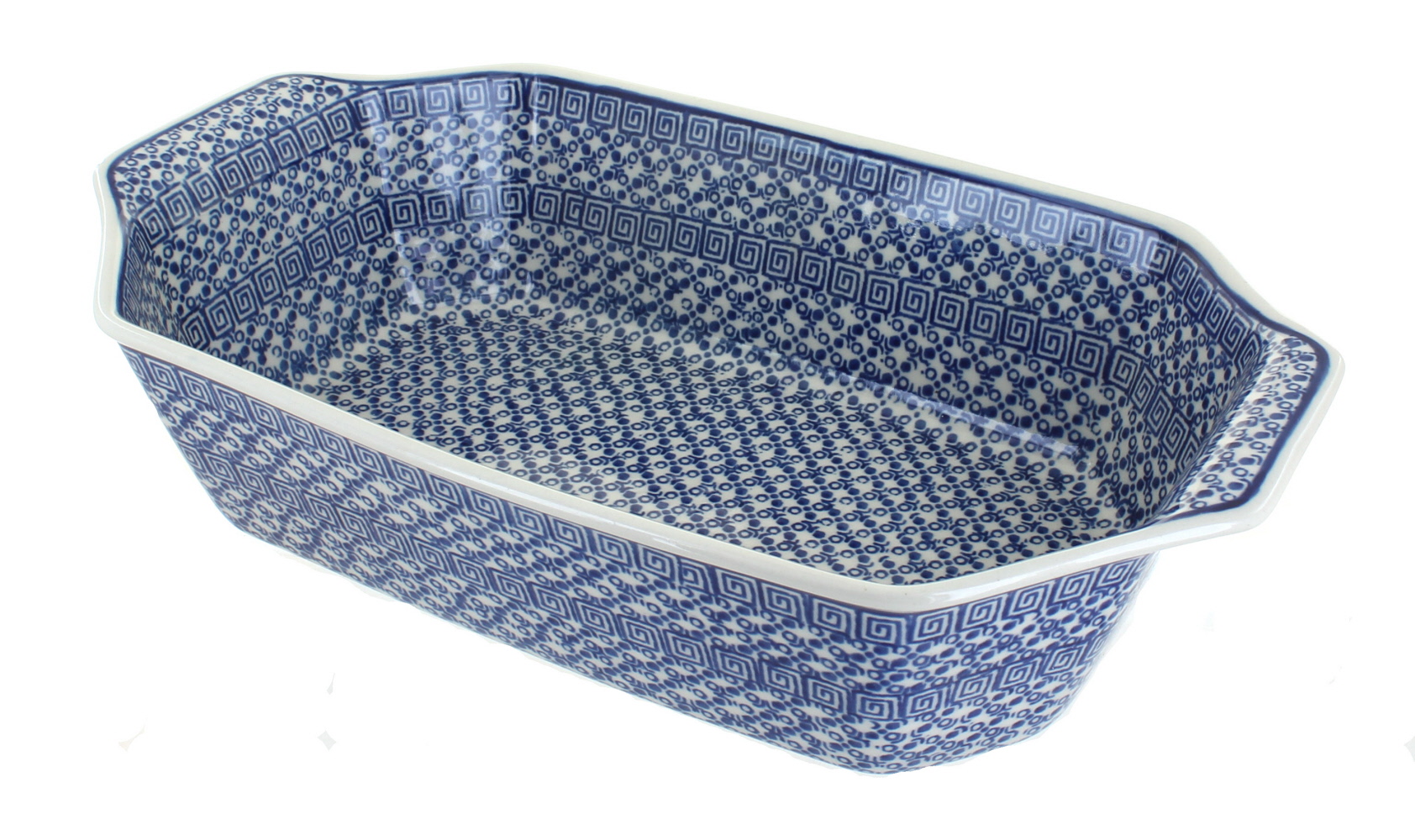 Blue Rose Polish Pottery Olympia Deep Baker with Handles