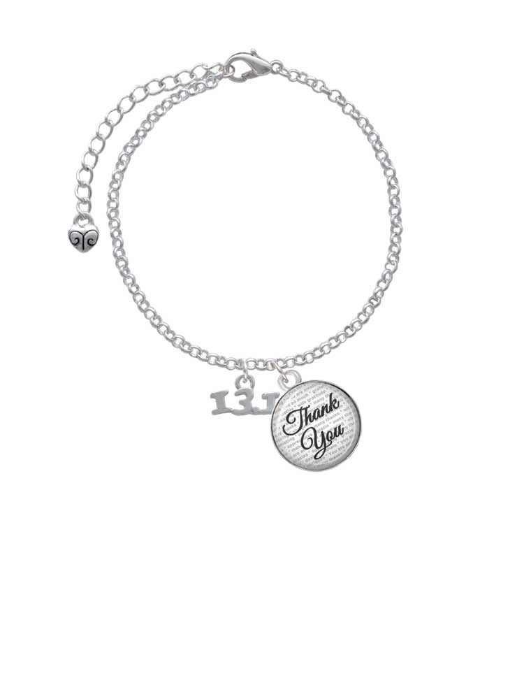 Delight Jewelry Silvertone Half Marathon - 13.1 - Domed Thank You Charm Bracelet, 6