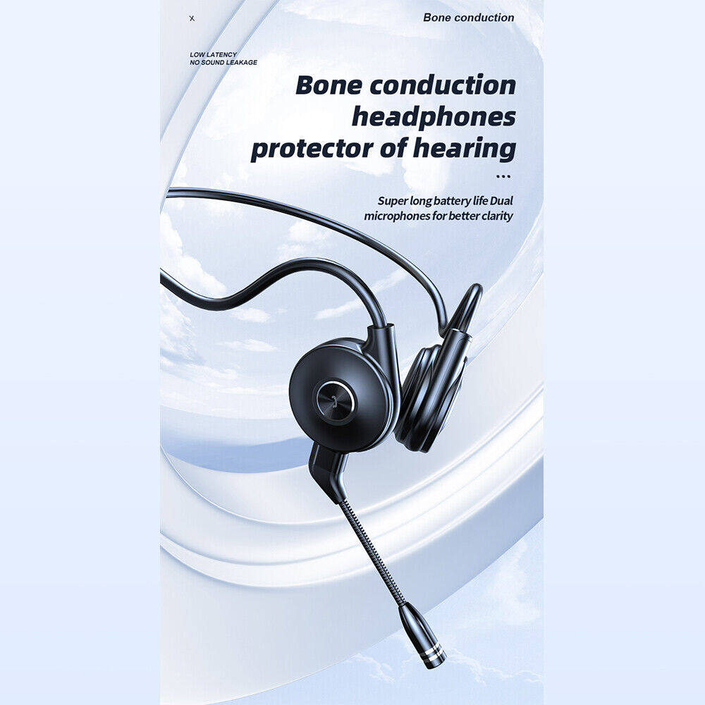 Bluetooth 5.0  Wireless Bone Conduction Headsets Open Ear Headphones MIC