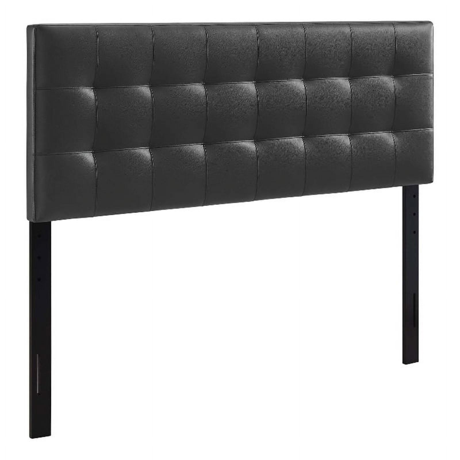 Hawthorne Collections Modern Faux Leather Queen Tufted Panel Headboard in Black