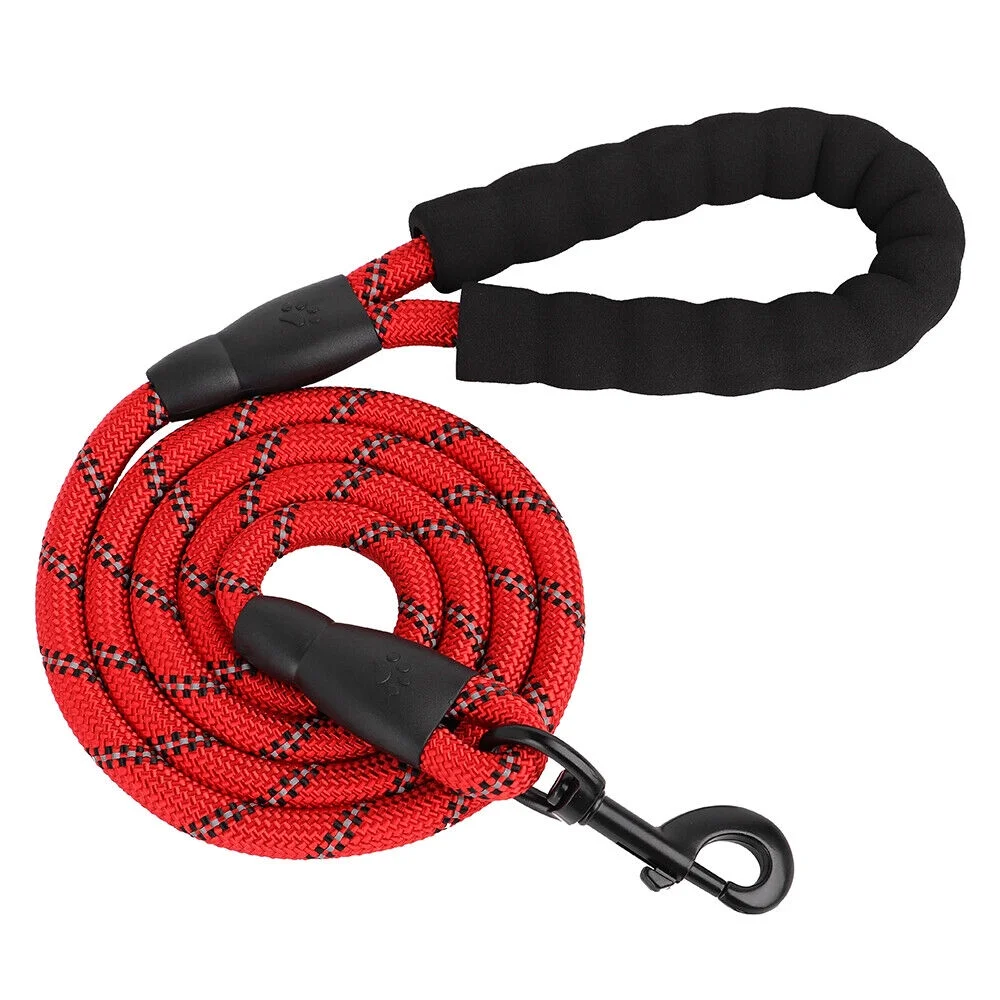 4.9ft Dog Walking Training Leash Reflective Nylon Lead Rope Soft Padded Handle