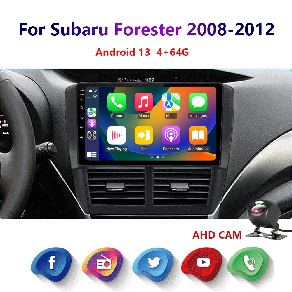 4-64GB Android13 For Subaru Forester 2008-2012 Carplay Car Stereo Radio GPS Wifi