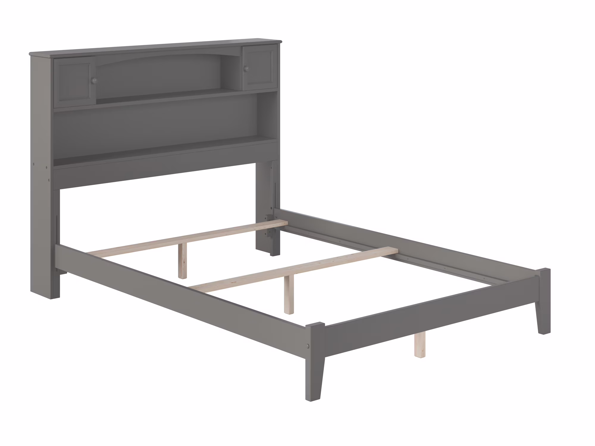 AFI Newport Full Solid Wood Traditional Bed with Storage Headboard in Grey