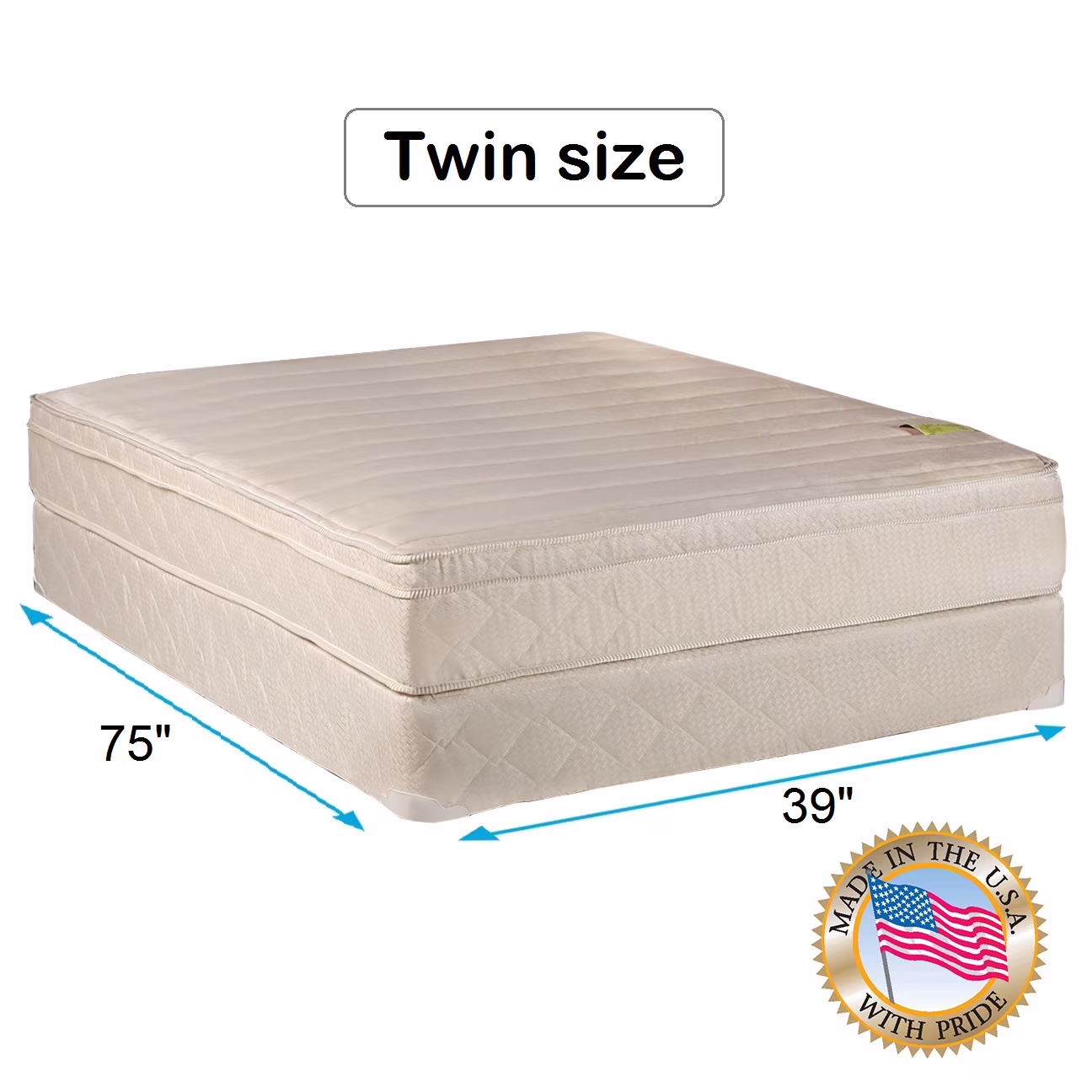 Comfort Pedic Firm PillowTop (Eurotop) Mattress Set with Metal Bed Frame (Twin Size) - Sleep System with Enhanced Foam Encased Cushion Support, Orthopedic, Longlasting by Dream Solutions USA