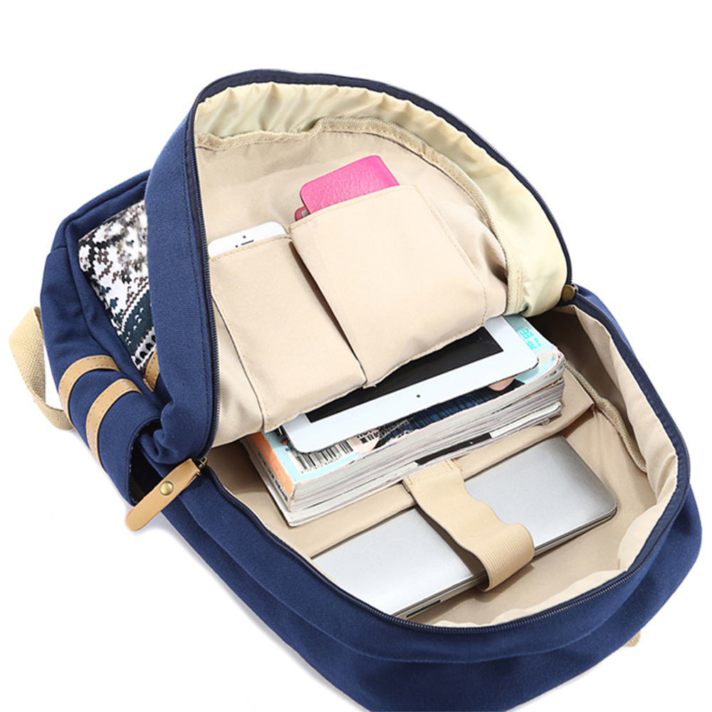 Casual Backpack Student Lightweight Canvas Laptop Bag Shoulder Bag School bag Travel Knapsack Bag with Free pen bag