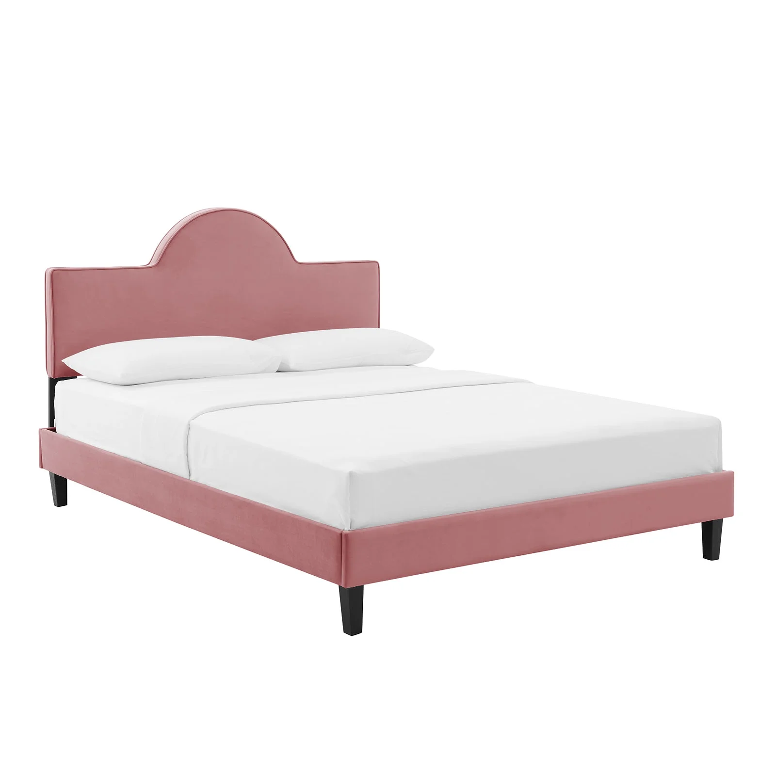 Modway Soleil Performance Velvet King Bed in Dusty Rose