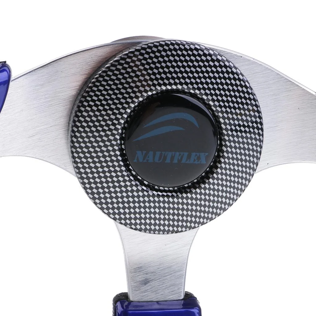 32cm/12.5 Inch Aluminum Pontoon Boat Flat Bottom Steering Wheel 3 Spoke 3/4-inch Shaft With Soft PU foam material grip And