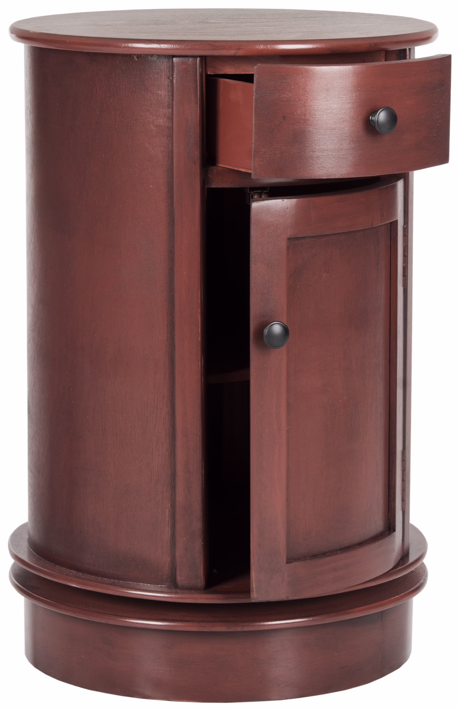 SAFAVIEH Tabitha Solid Swivel Accent Table with Drawer and Cabinet, Red