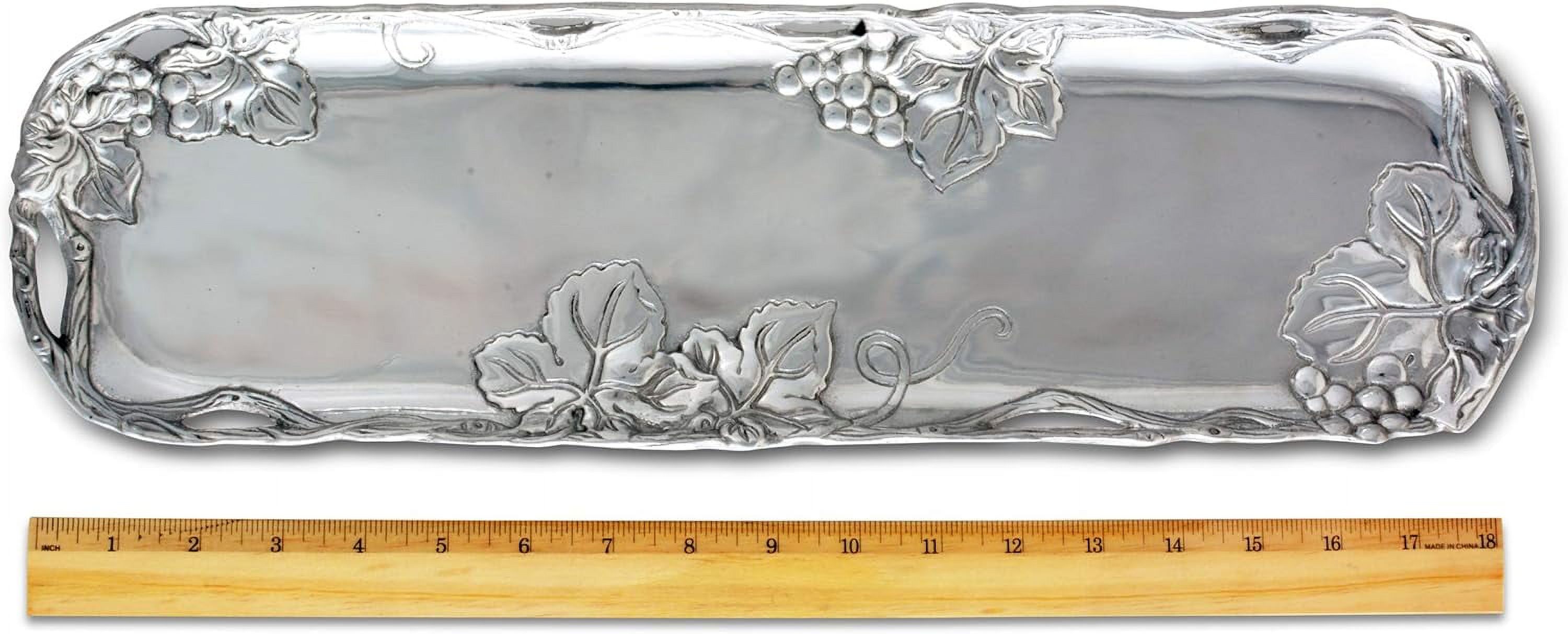 Designs Aluminum Metal Grape Vineyard Oblong Tray Heavy Vineyard Serving Platter 18 Inch X 5.25 Inch