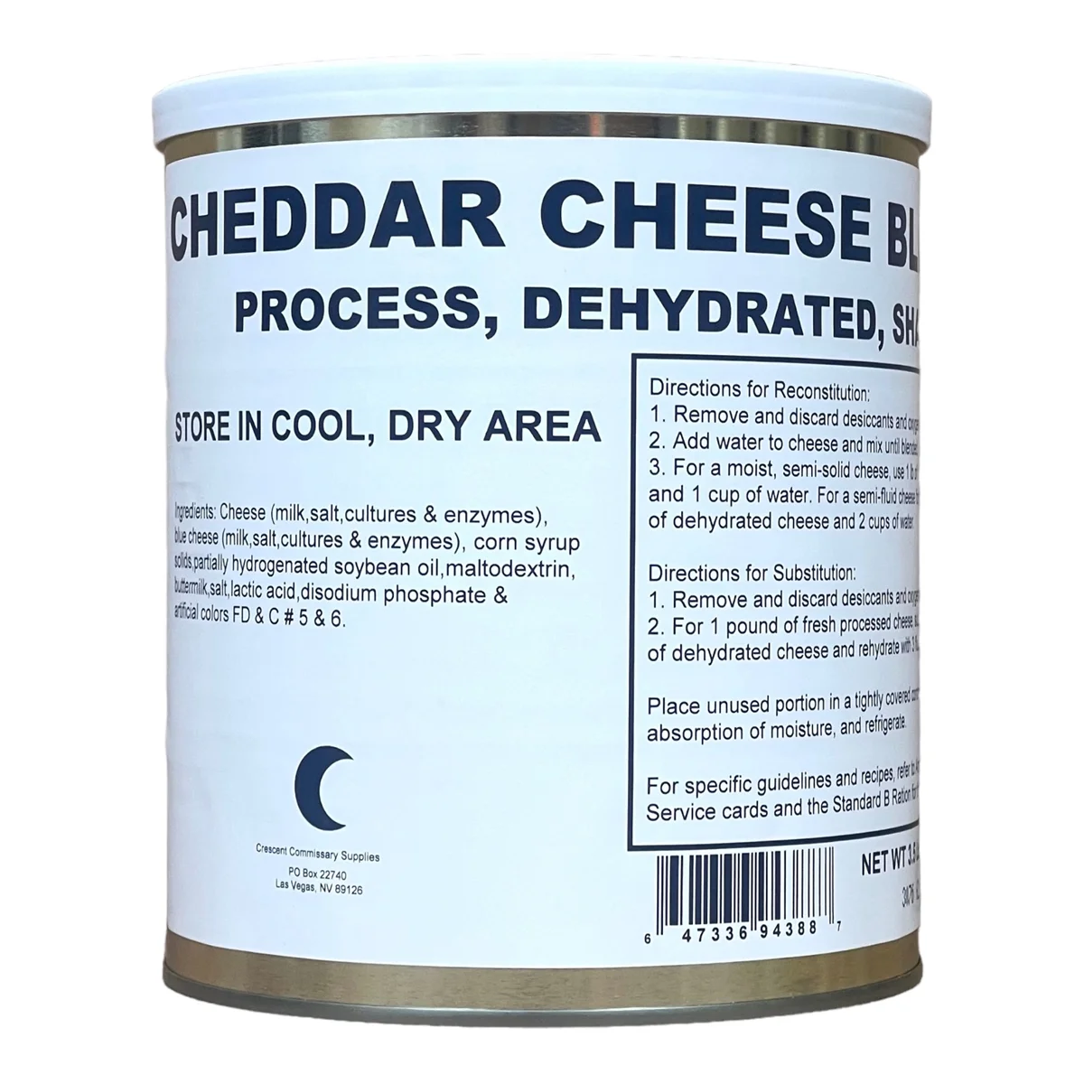 Military Surplus Dehydrated Powdered Cheddar Cheese Blend 25+ Years Long Shelf Life | Emergency Camping Food for Hiking, Backpacking | #10 Can - 6 Cans ✅