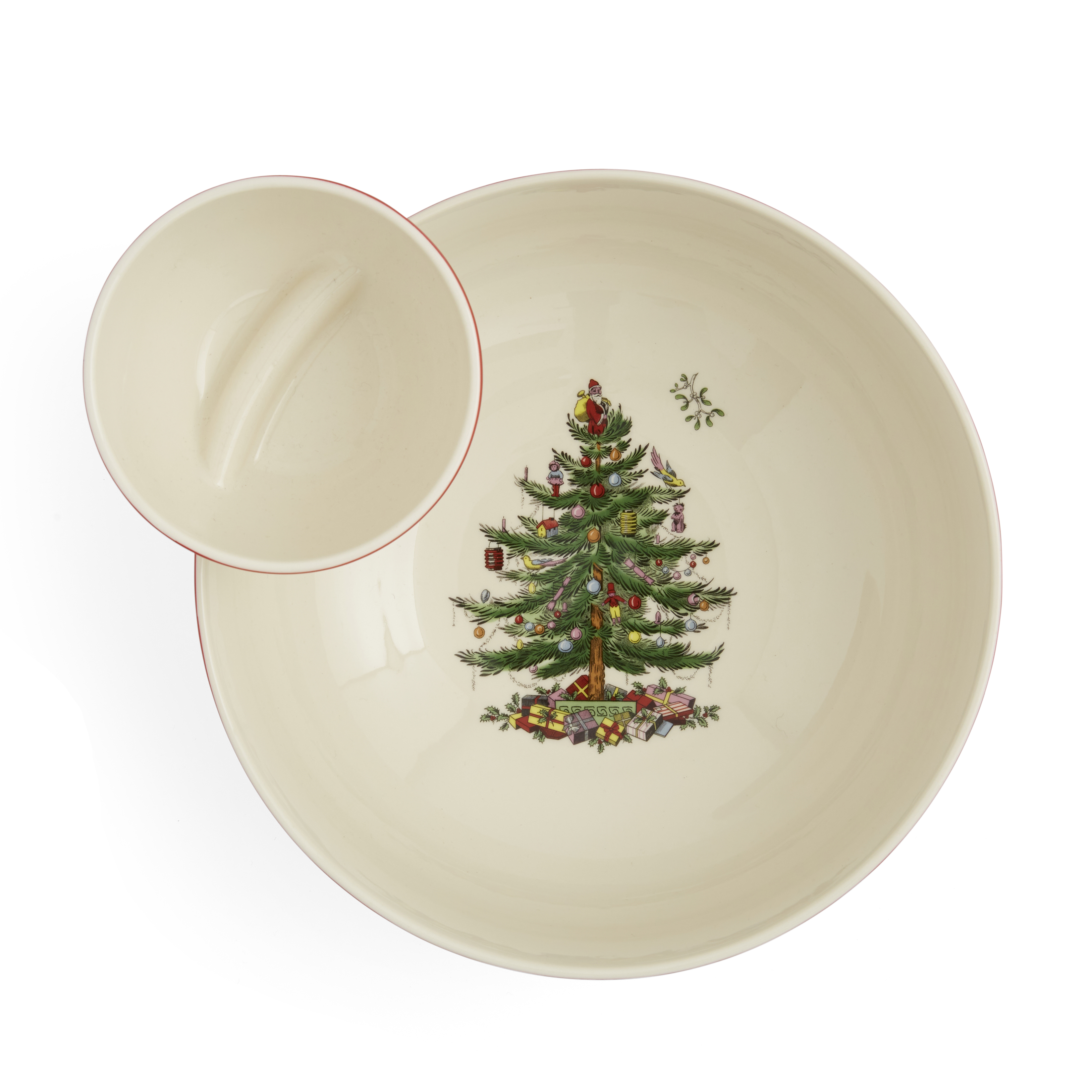 Spode Christmas Tree Tartan 2 Piece Tiered Chip and Dip
