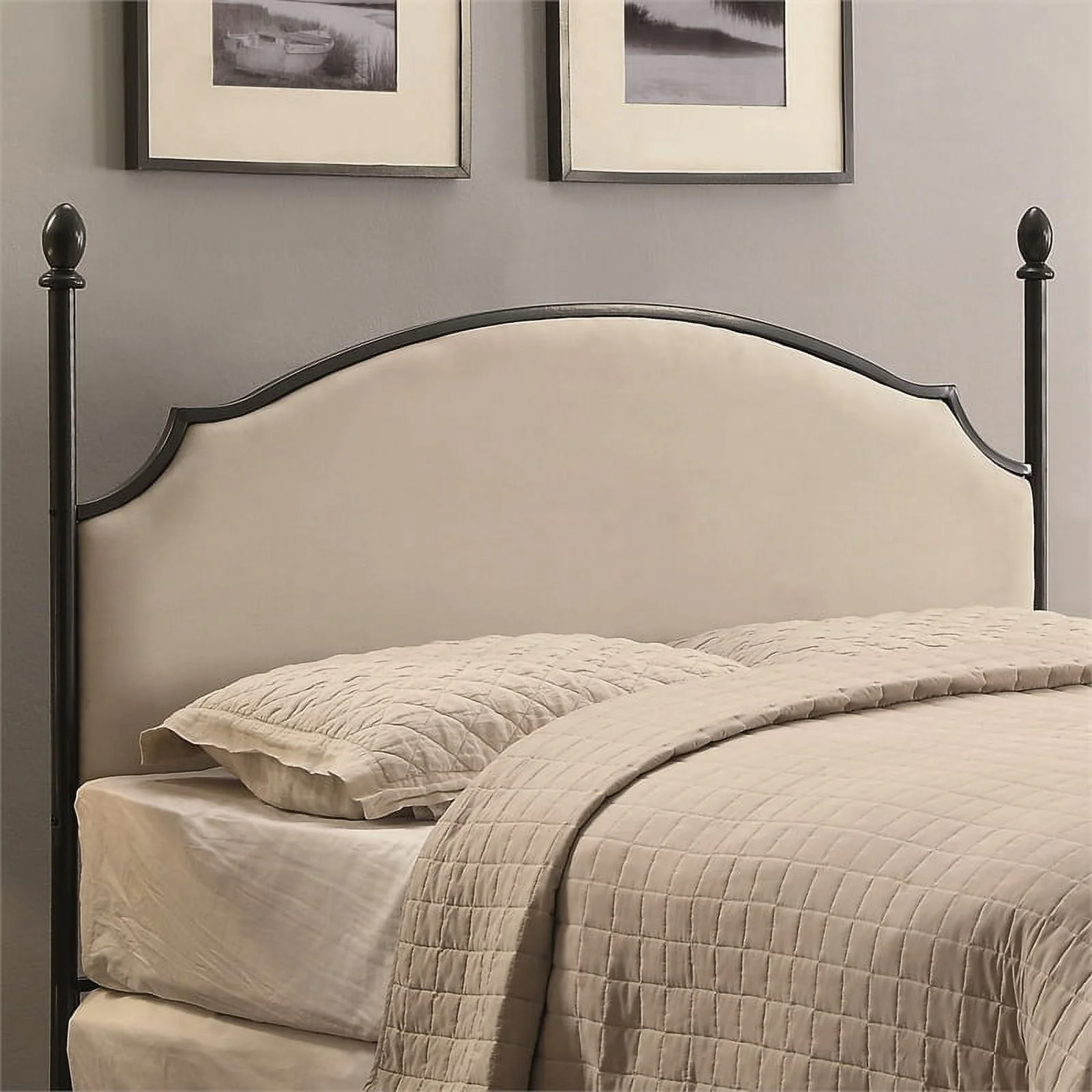 Bowery Hill Transitional Metal King Poster Panel Bed in Silver