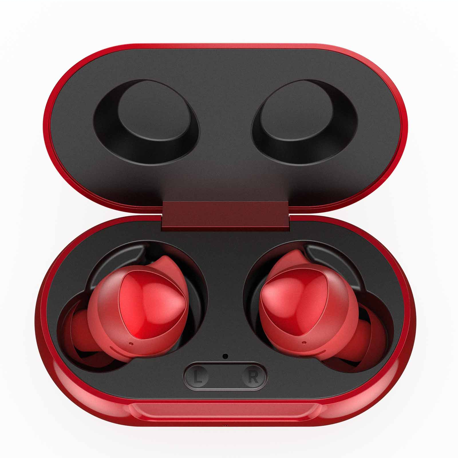 UrbanX Street Buds Plus True Bluetooth Wireless Earbuds For Asus Zenpad 3s 8.0 Z582KL With Active Noise Cancelling (Charging Case Included) Red