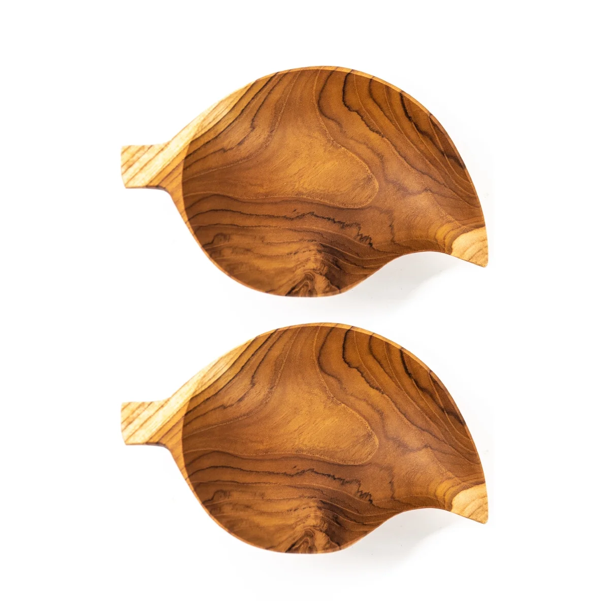 Rainforest Bowls Mango Leaf Teak Wood Plate 2-Pack