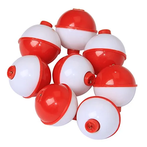 10pcs-20pcs/lot Fishing Bobbers Snap Hard ABS on Red/White Float Bobbers Push Button Round Buoy Floats Fishing Tackle Accessories Size:1/1.25/1.5/2 Inch (1+1.25+1.5+2(Pack of 20))