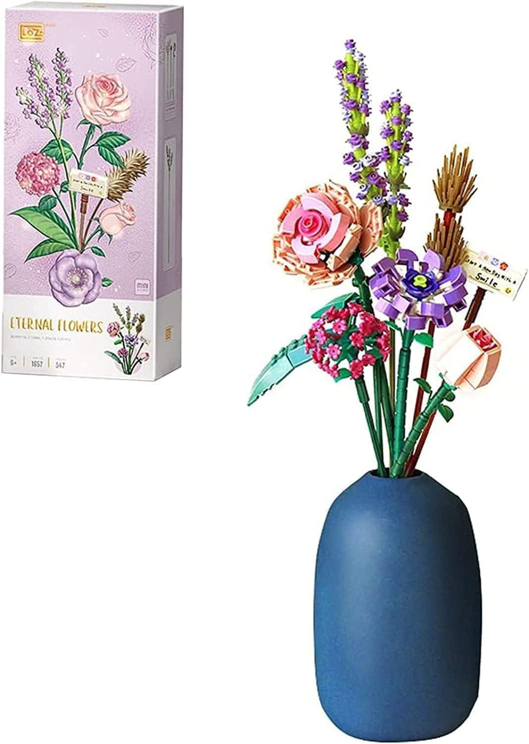 Cumbed Cumbed Flowers Building Blocks,547 PCS Flower Bouquet Building Kit,Mini Rose Artificial Flowers Building Blocks