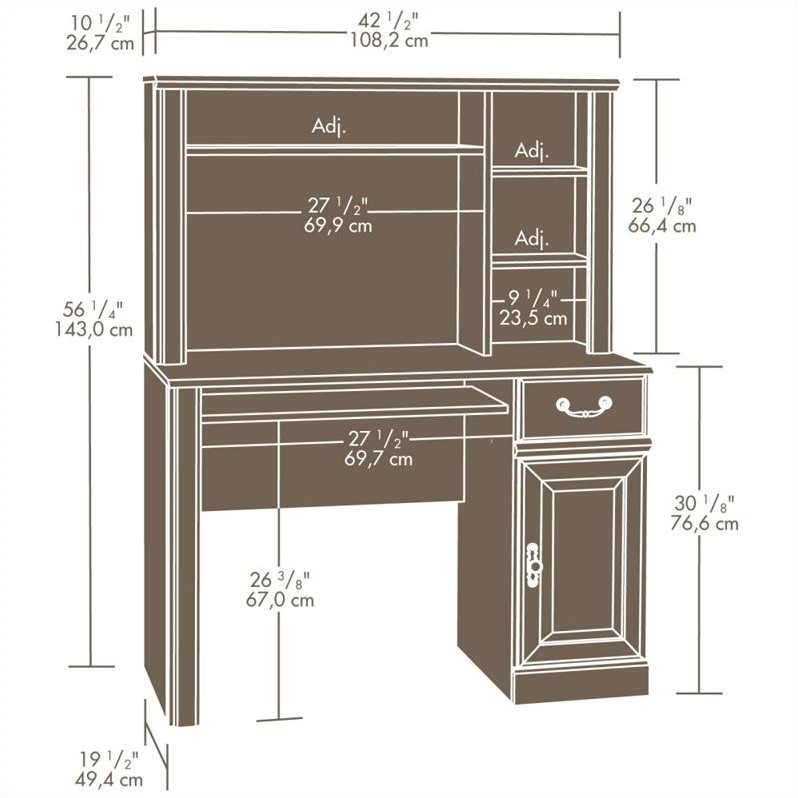 Scranton & Co Traditional Wood Small Computer Desk with Hutch in Carolina Oak