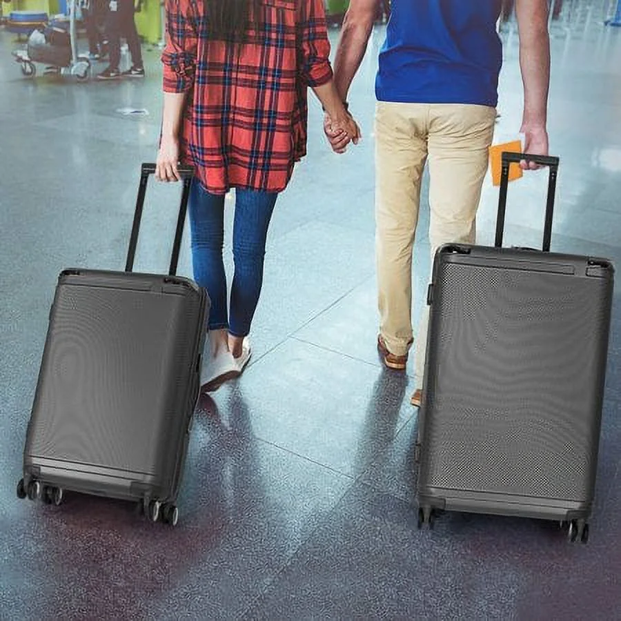 3-Piece Dark Gray Luggage Set Hardshell Suitcase Spinner Suitcase Wheeled Telescopic Handle Tsa Locks