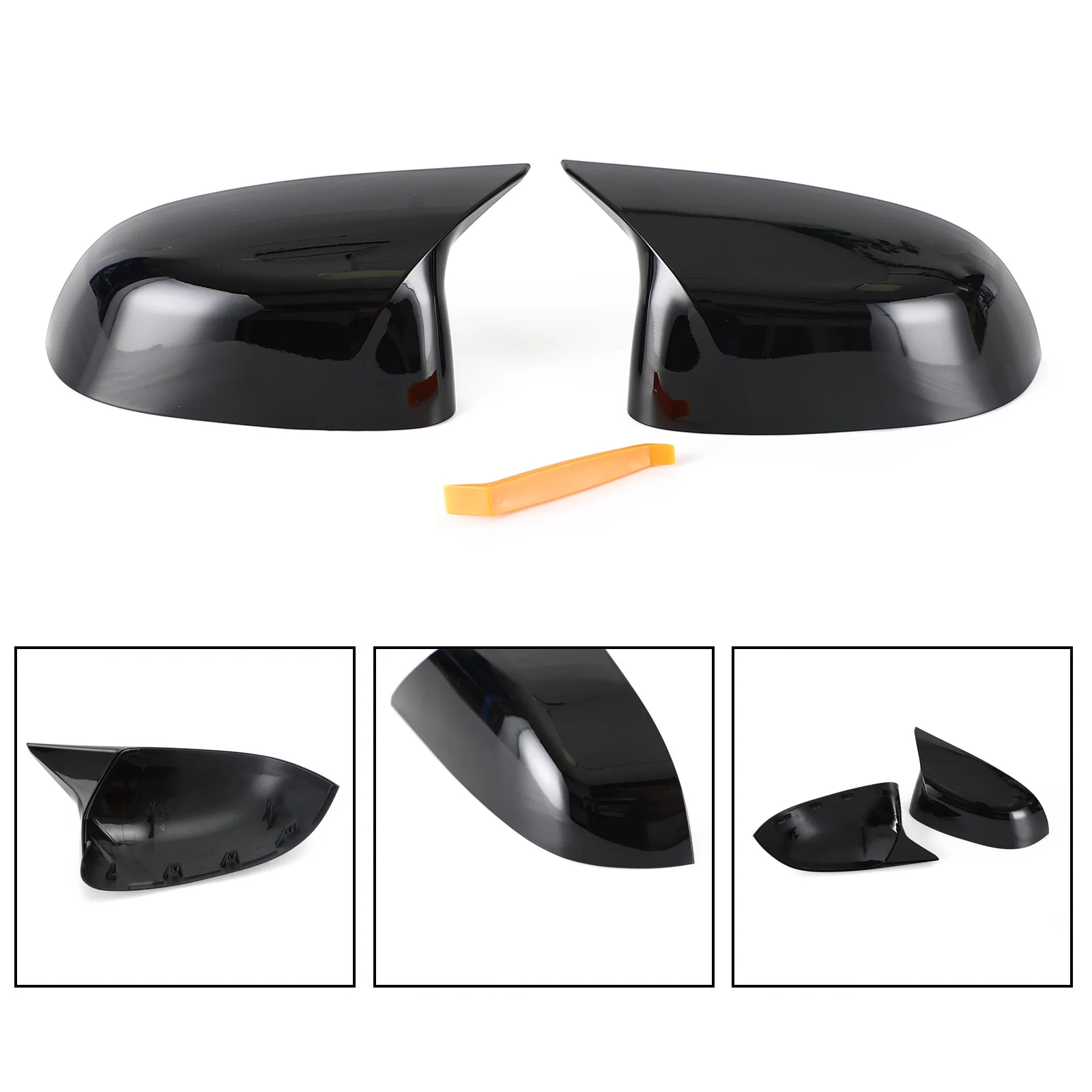 2x Black Rear View Side Mirror Cover Caps For BMW X3 X4 X5 X6 G01 G02 G05 G06