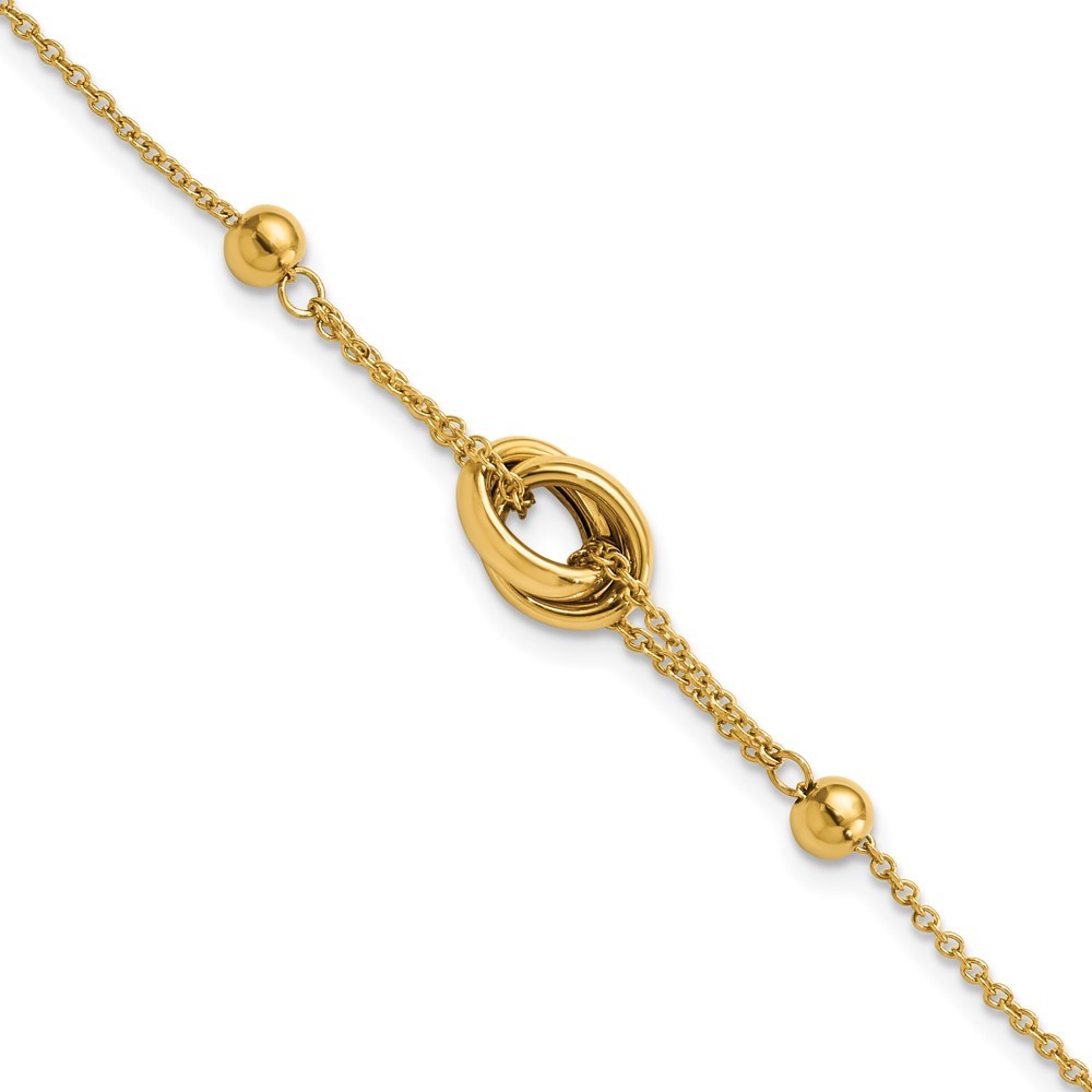 14k Gold Polished Bead and Link With .75 In Ext. Bracelet 7 Inch Measures 7.85mm Wide Jewelry Gifts for Women