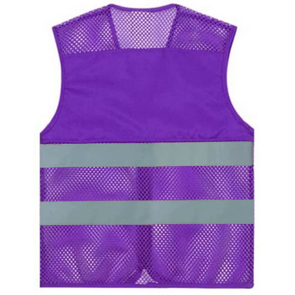 GOGO Unisex High Visibility Zipper Front Mesh Safety Vest with Reflective Strips-Green-L