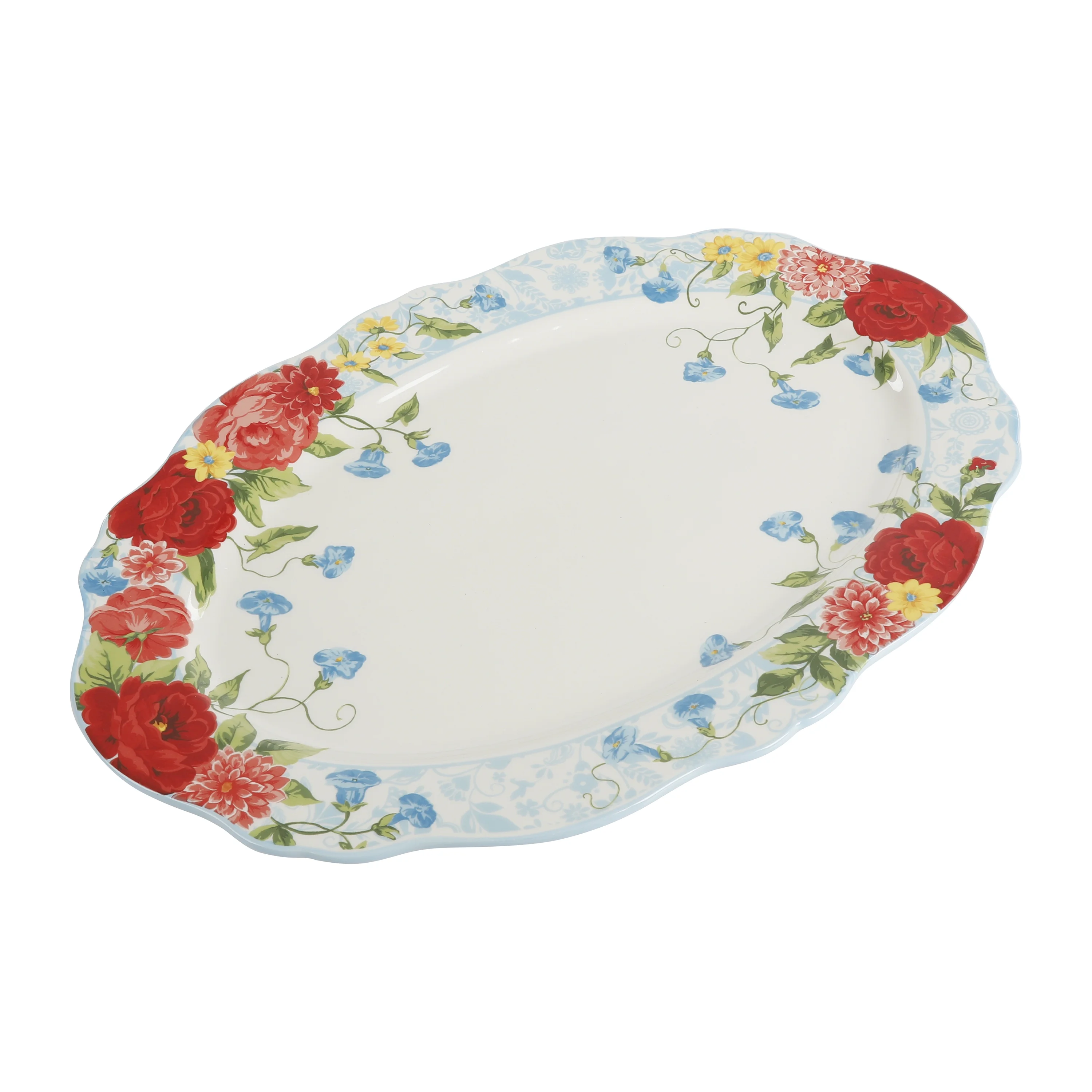 The Pioneer Woman Sweet Rose Stoneware 21-inch Oval Serving Platter